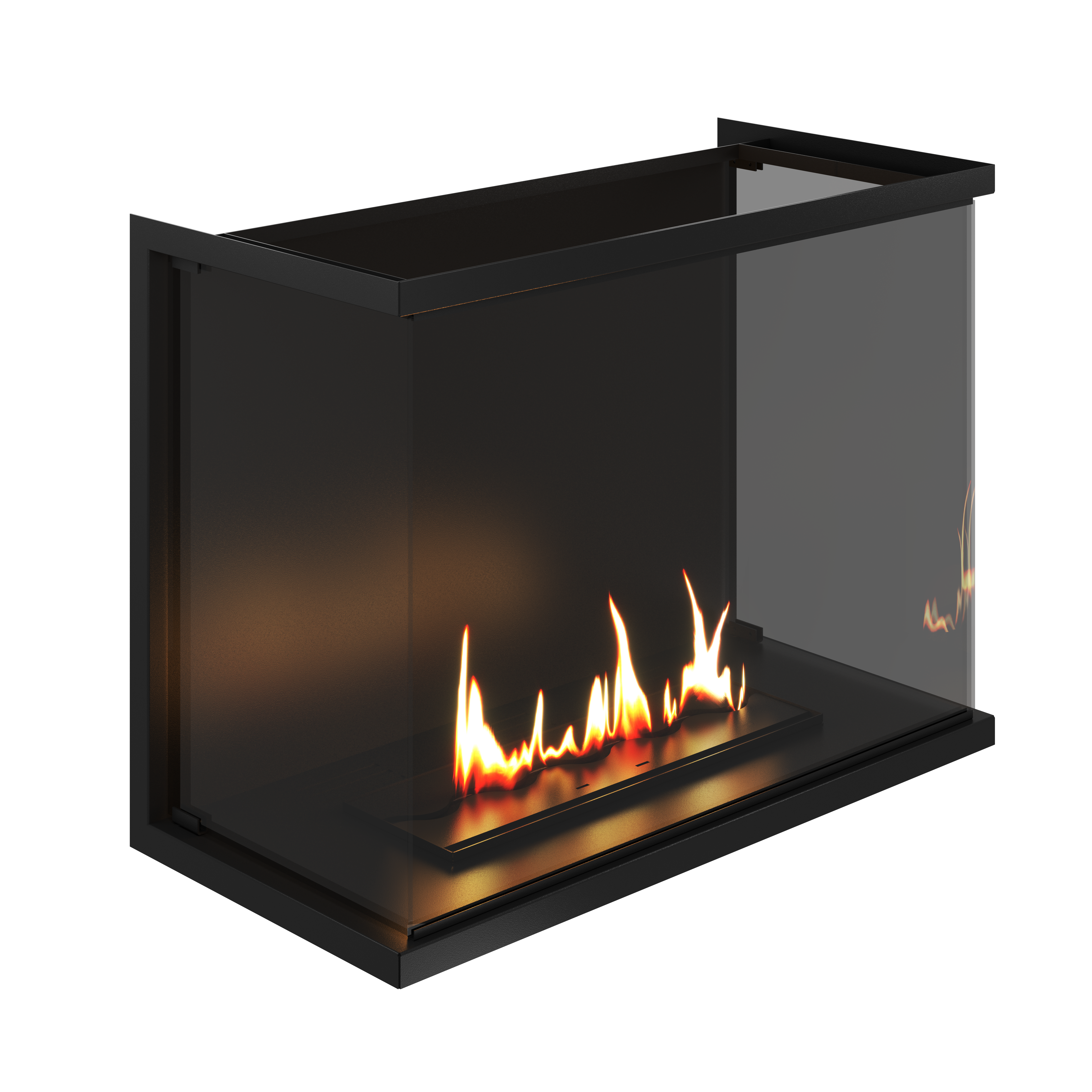 Made Driezijdig Inbouwhaard Volle Glas 80 cm