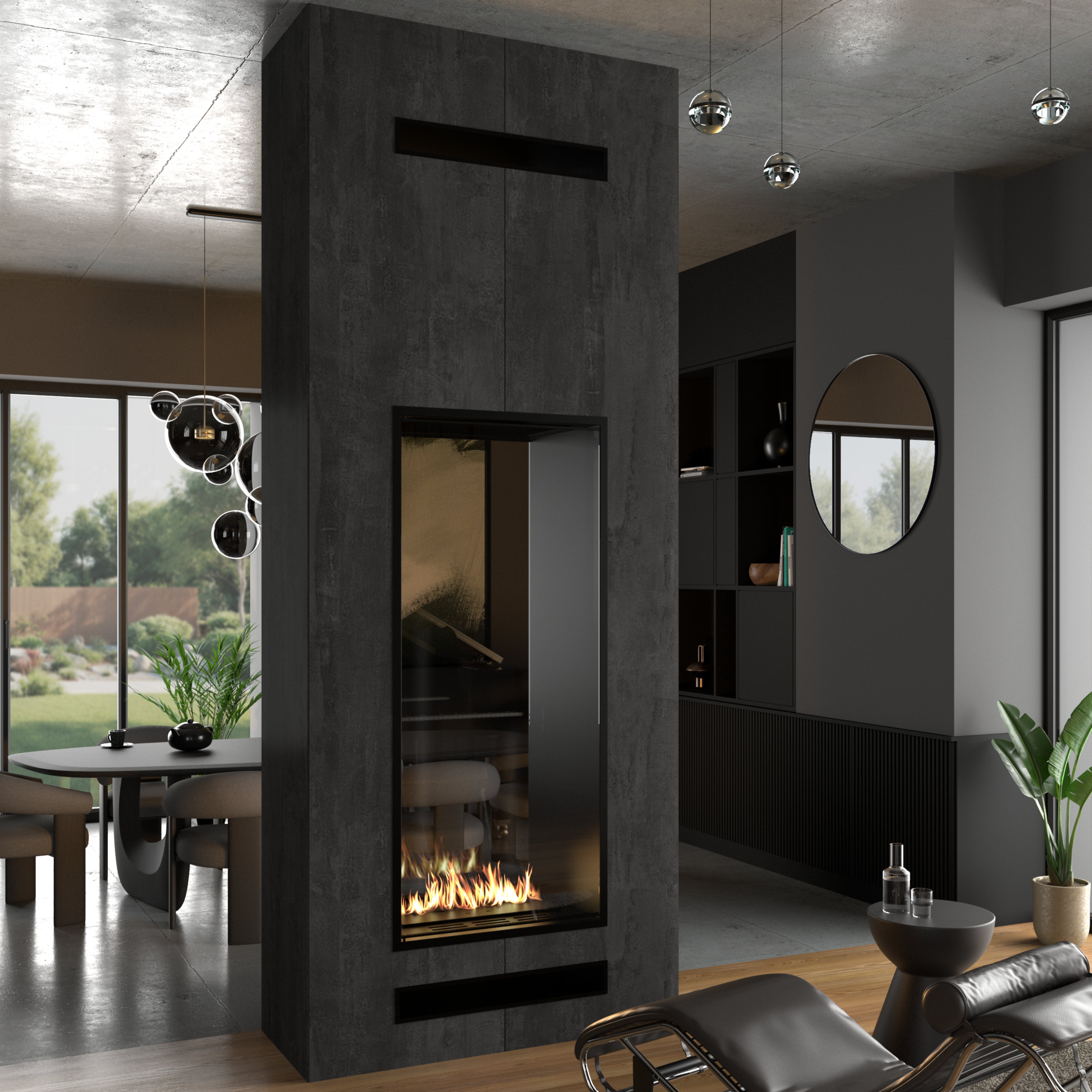 Fame Vertical Doorkijkhaard Met Volle Glas 90 x 180 cm