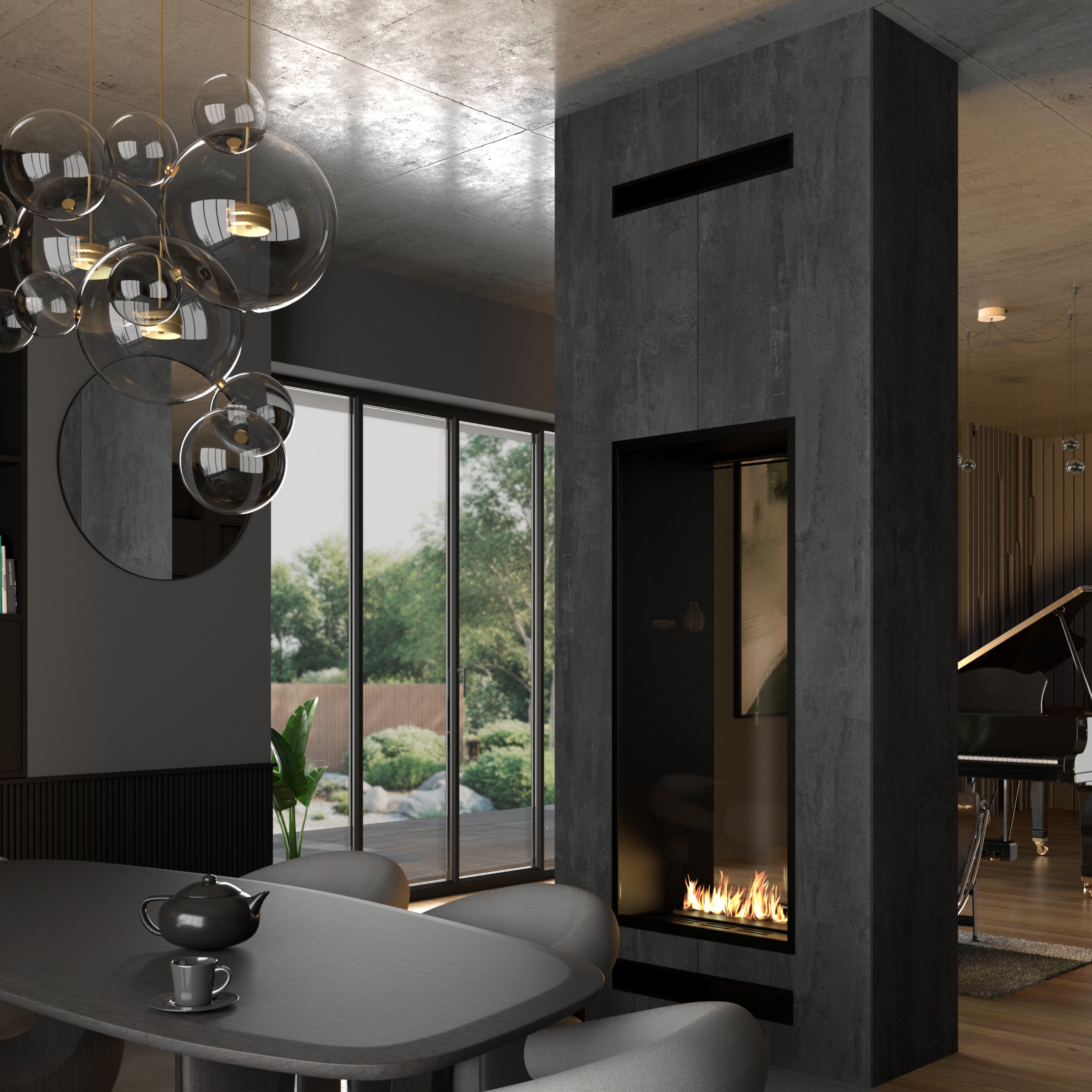 Fame Vertical Doorkijkhaard Met Volle Glas 100 x 200 cm
