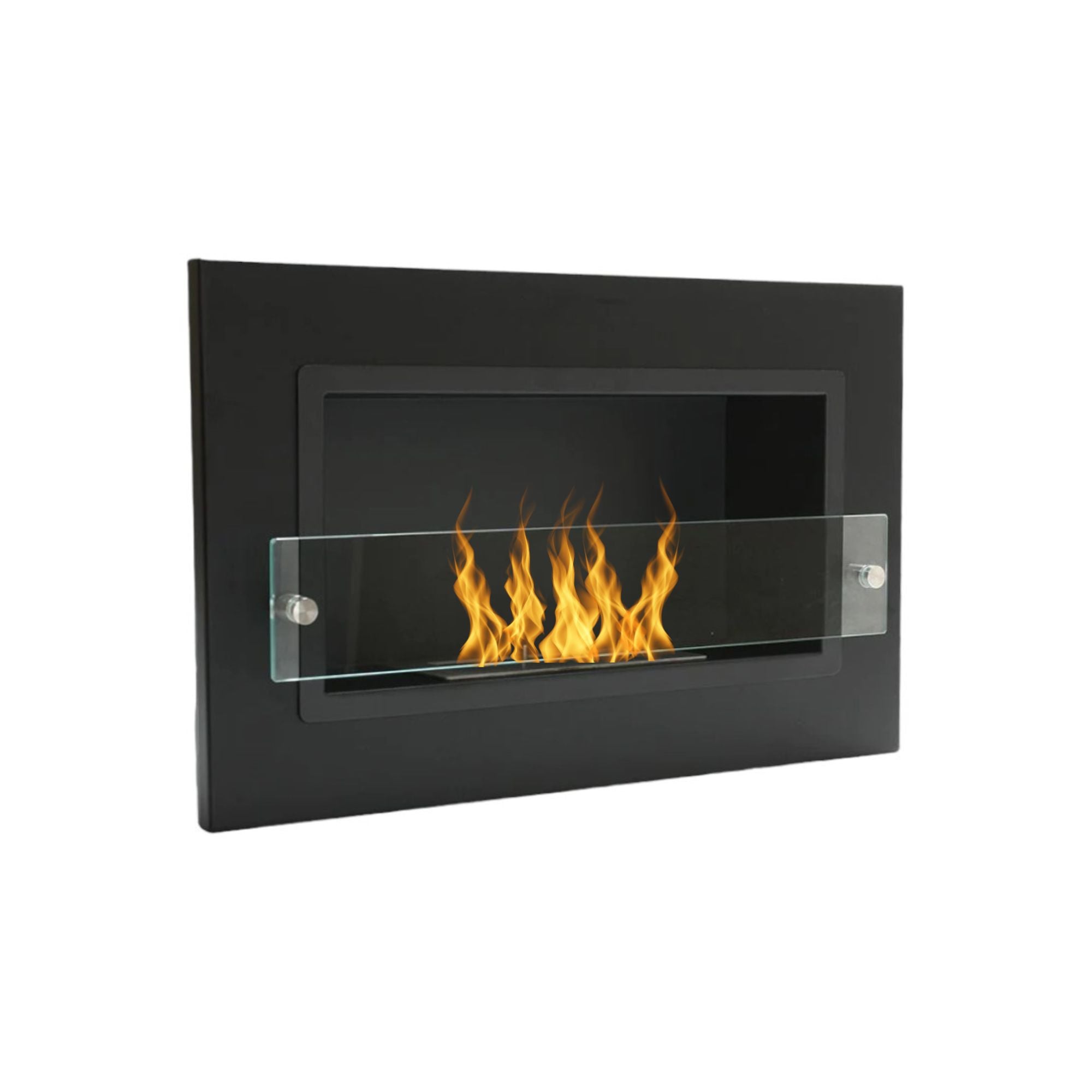 Bio Ethanol Inbouw - Wandhaard Zwart Met Glas 64 cm
