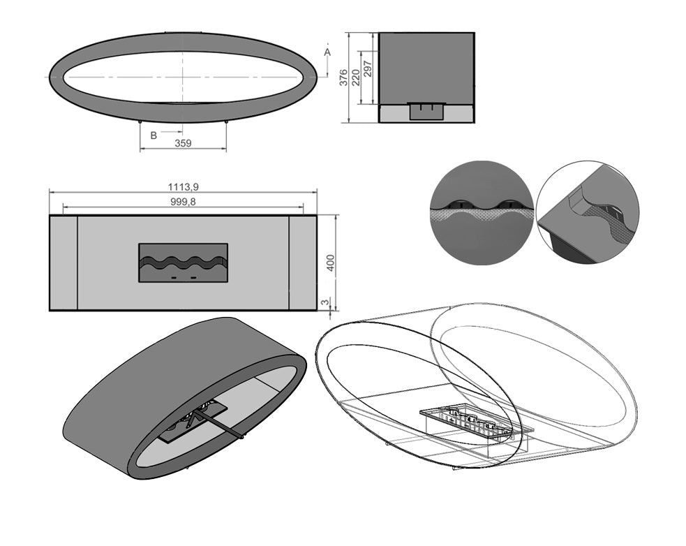 Merra W Bio Ethanol Vrijstaand Haard 112 CM