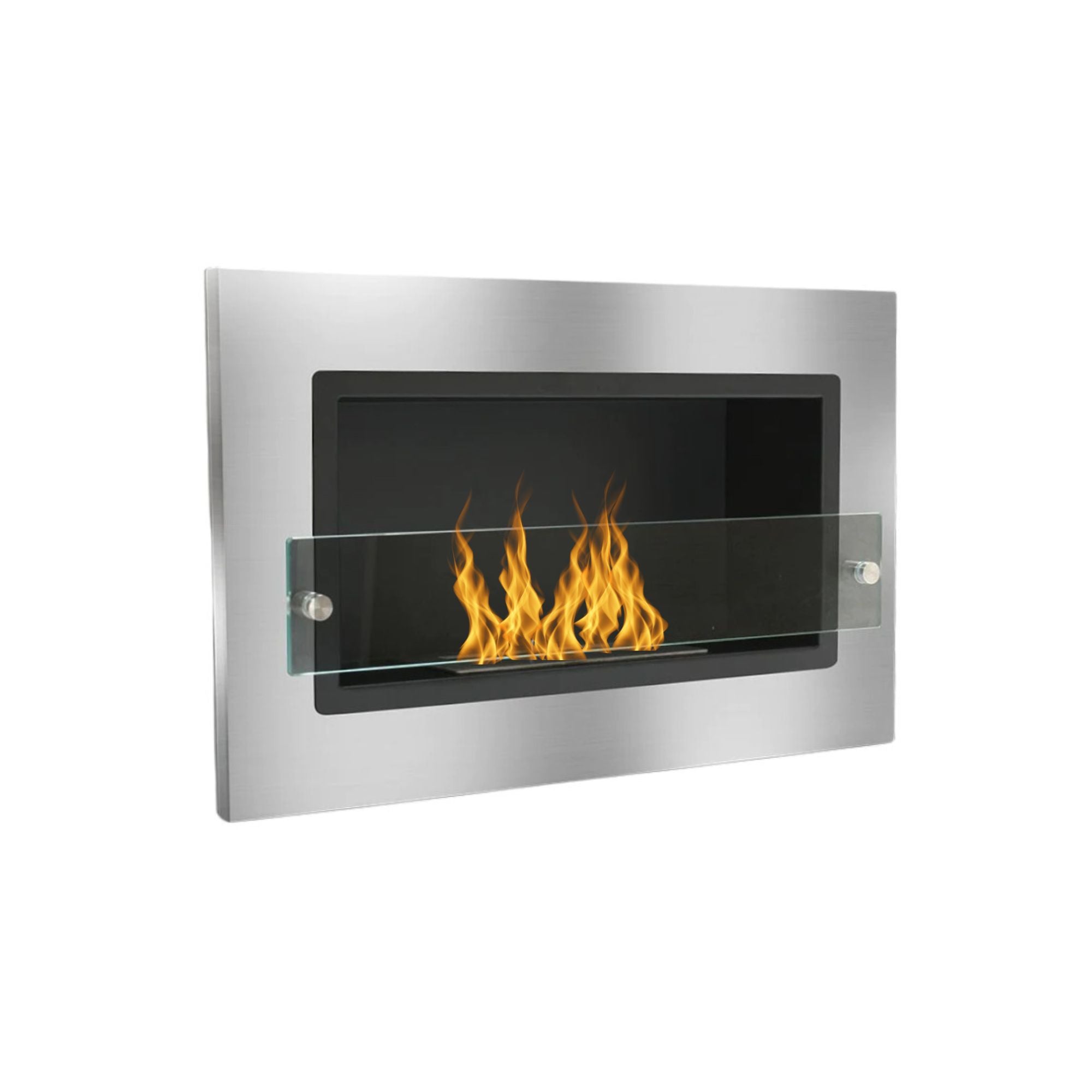 Bio Ethanol Inbouwhaard - Wandhaard RVS Met Glas 64 cm