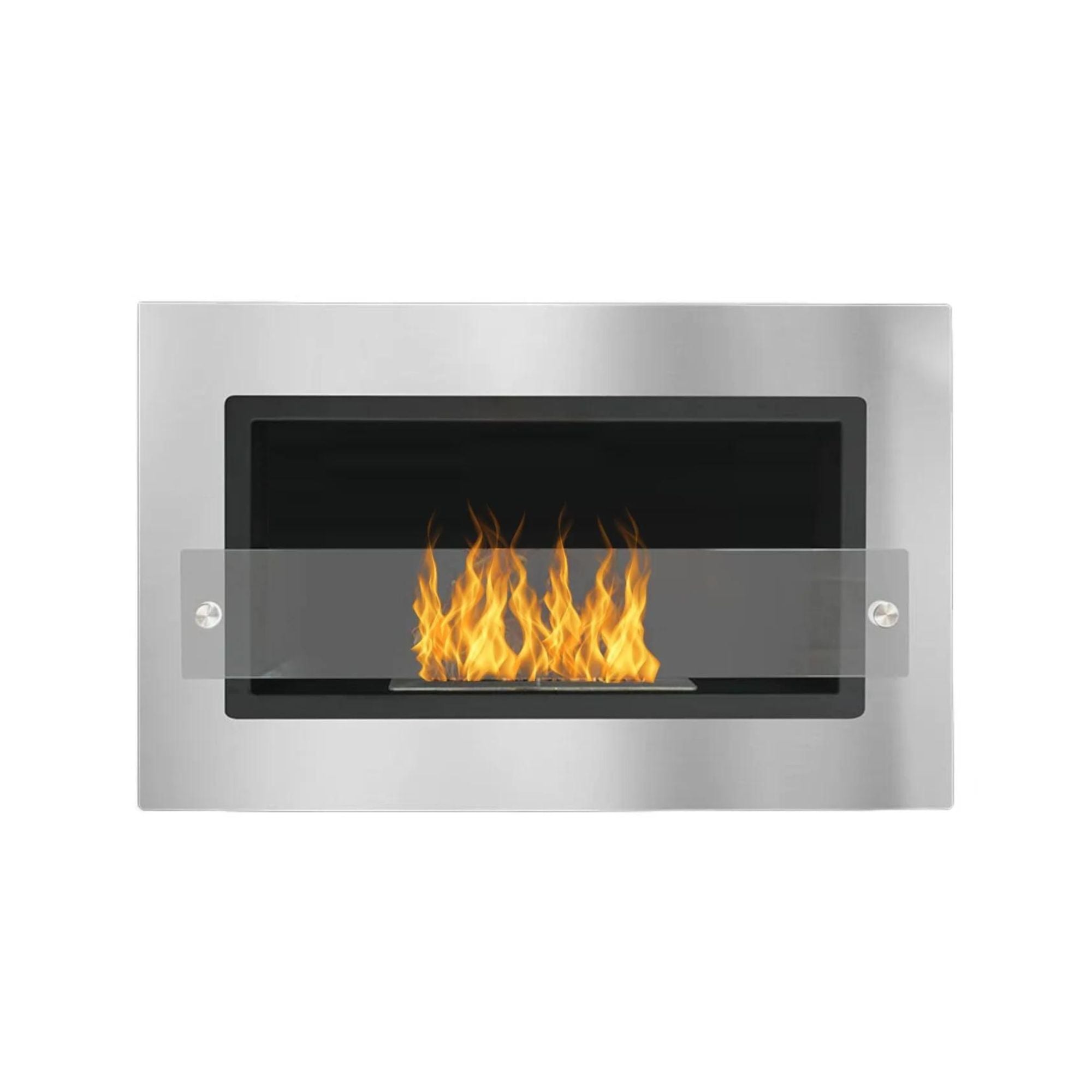 Bio Ethanol Inbouwhaard - Wandhaard RVS Met Glas 64 cm