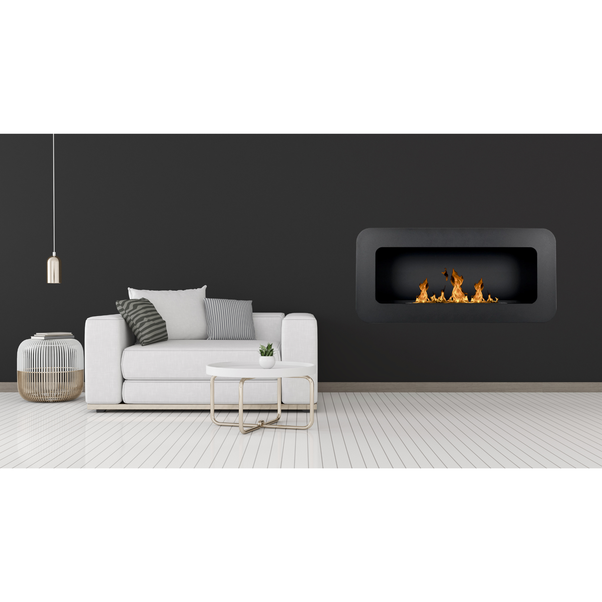 CASSI Zwarte Bio Ethanol Wandhaard 100 CM
