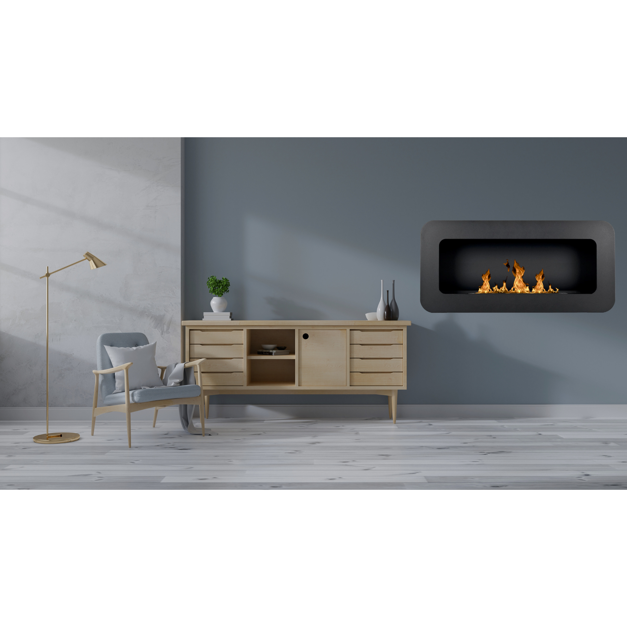 CASSI Zwarte Bio Ethanol Wandhaard 100 CM