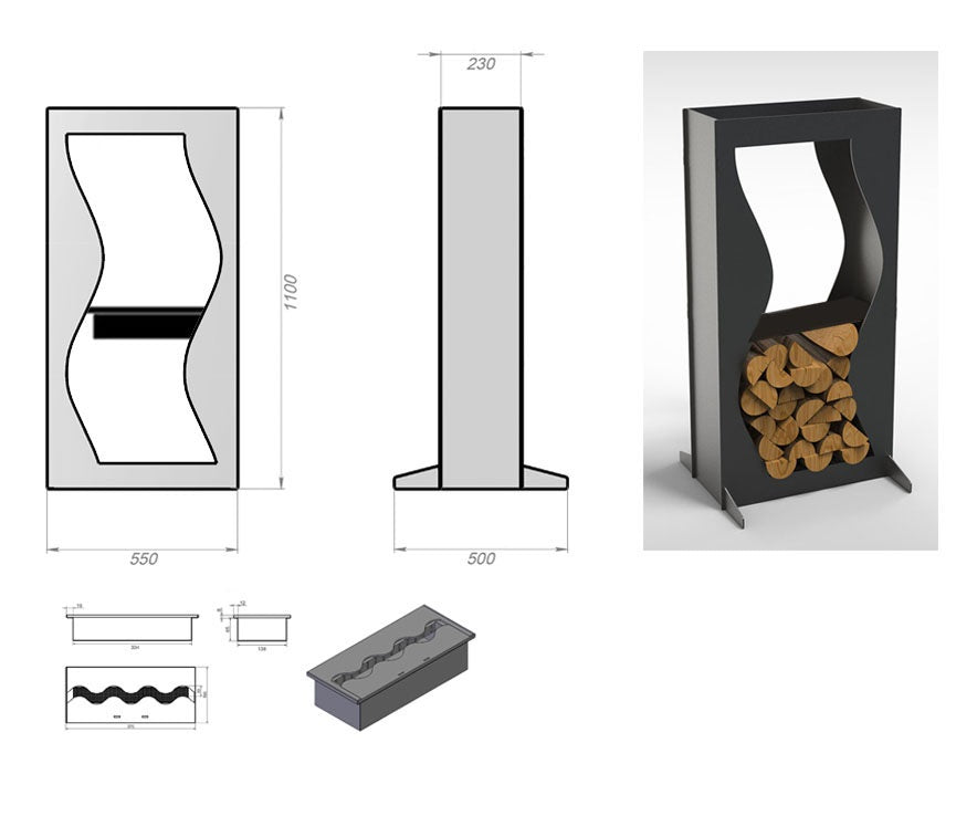 Darinas Roest Bio Ethanol Vrijstaand Kachelhaard H110 cm