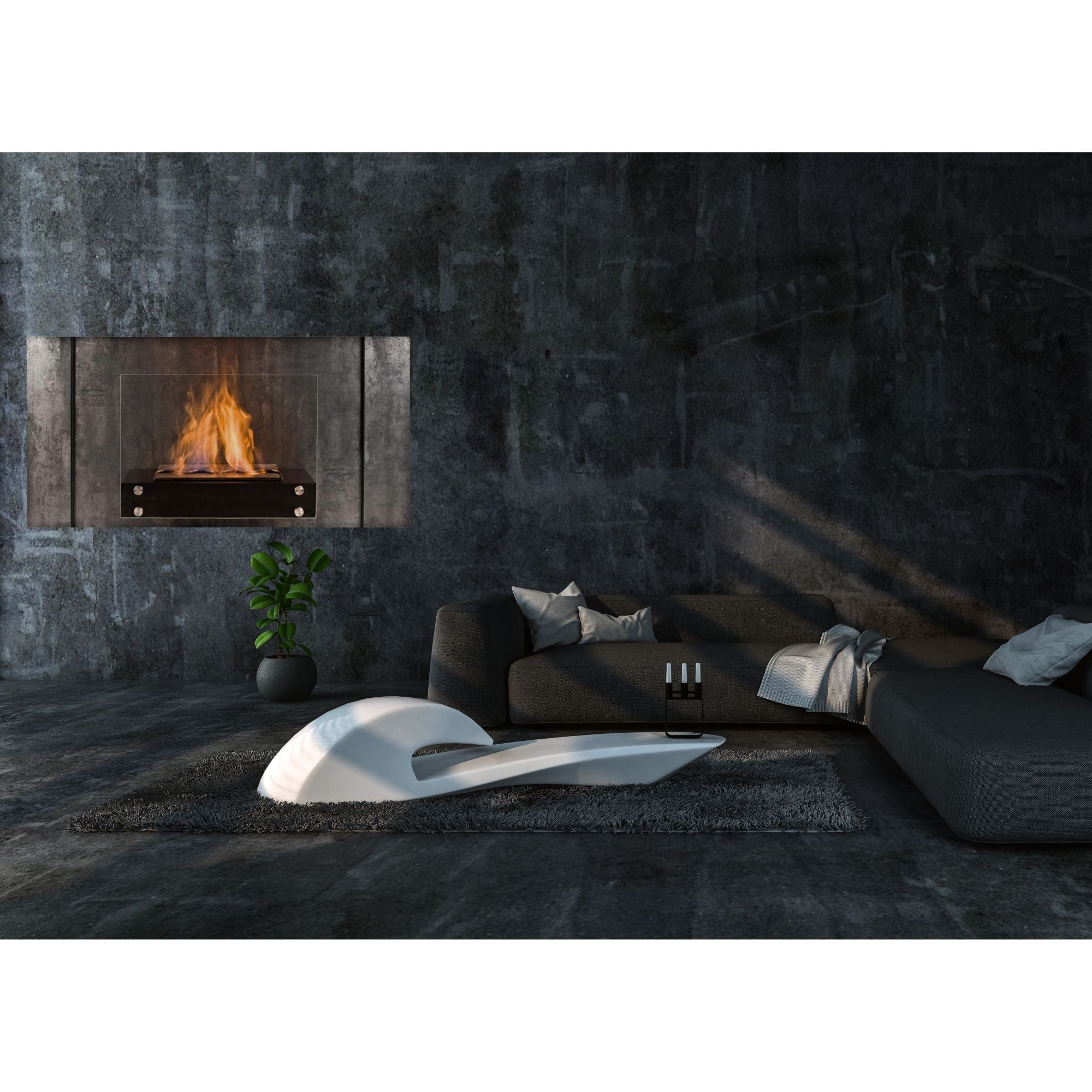 Elbrus Antracietgrijs Bio Ethanol Wandhaard 120 CM