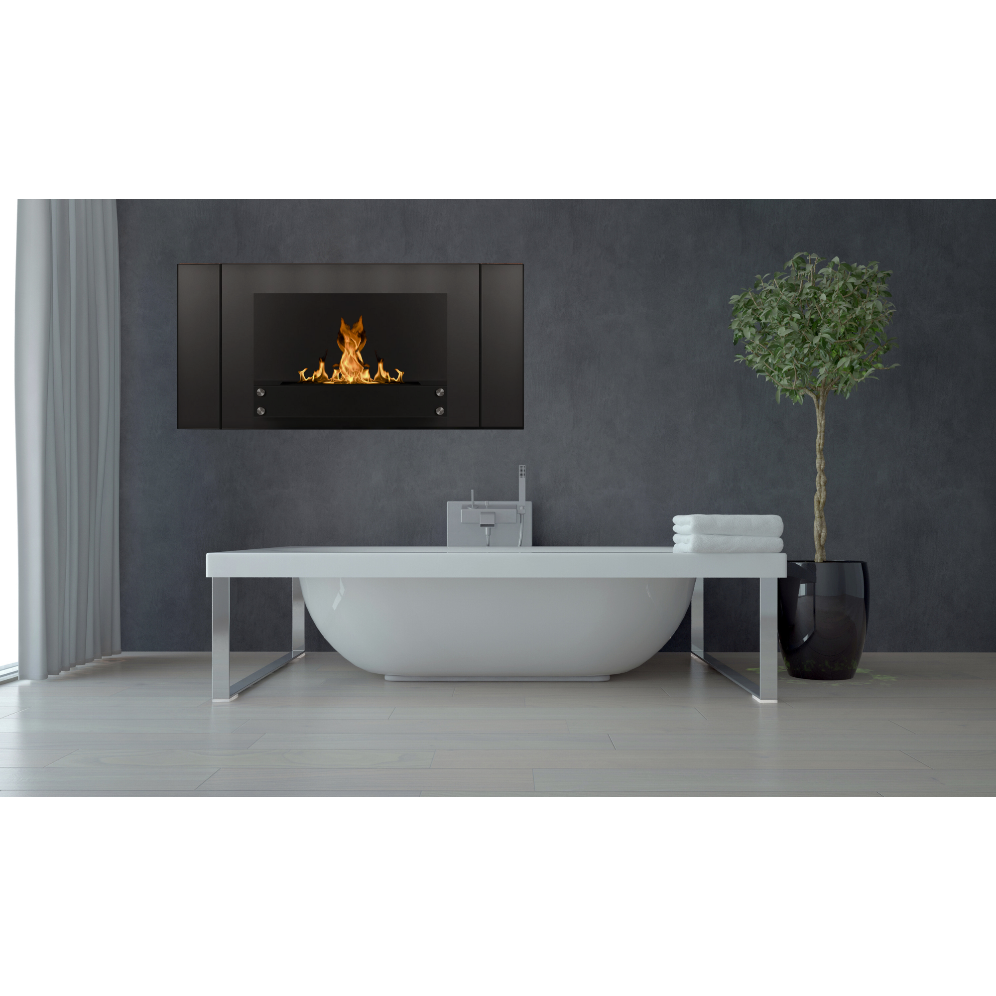 Elbrus Zwart Bio Ethanol Wandhaard 120 CM