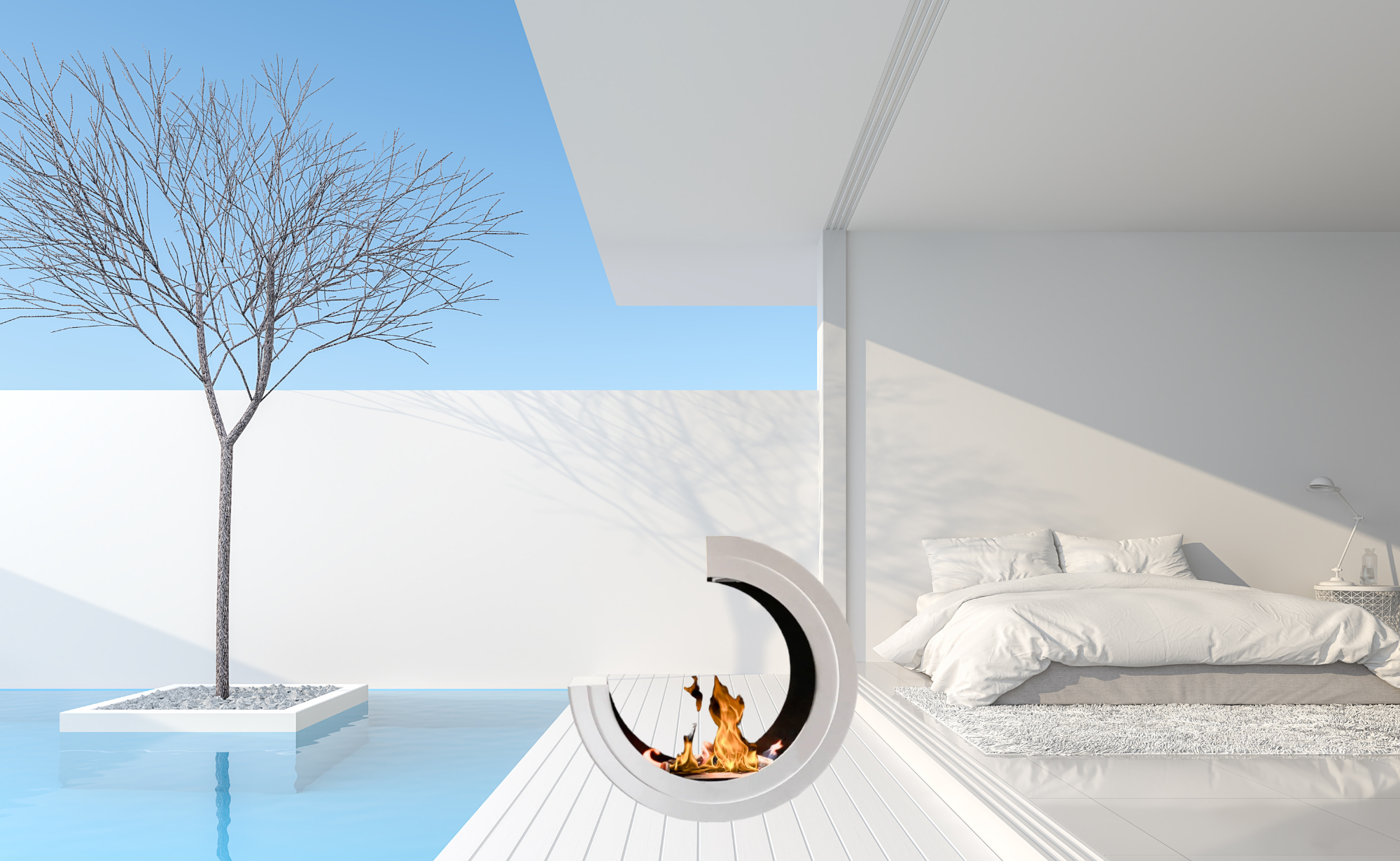 Erta 3/4 W Bio Ethanol Vrijstaand Haard D80 CM