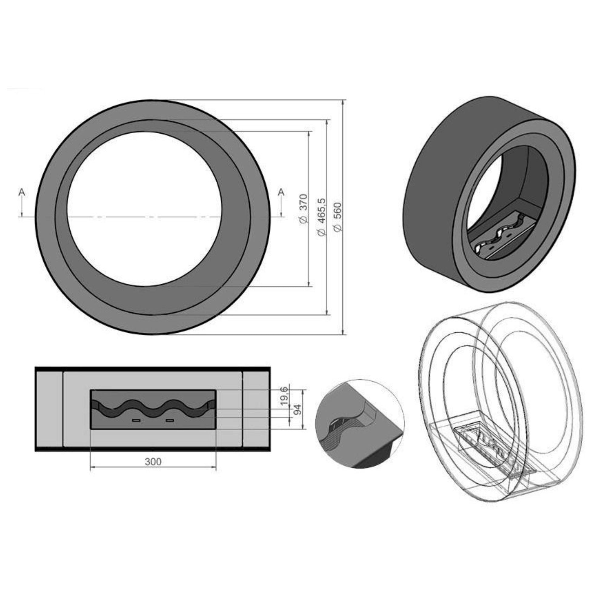 Erto Bio Ethanol Vrijstaand Haard D56 CM
