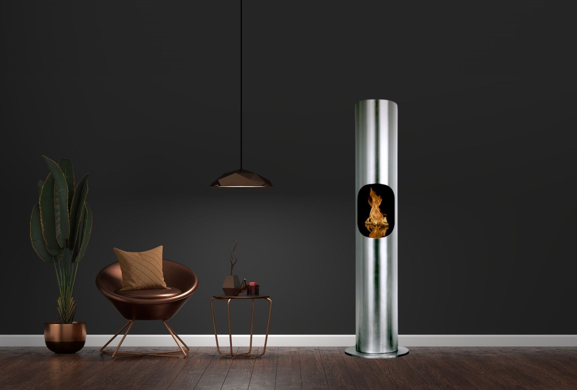 Fermont RVS Bio Ethanol Vrijstaand Haard H175 CM