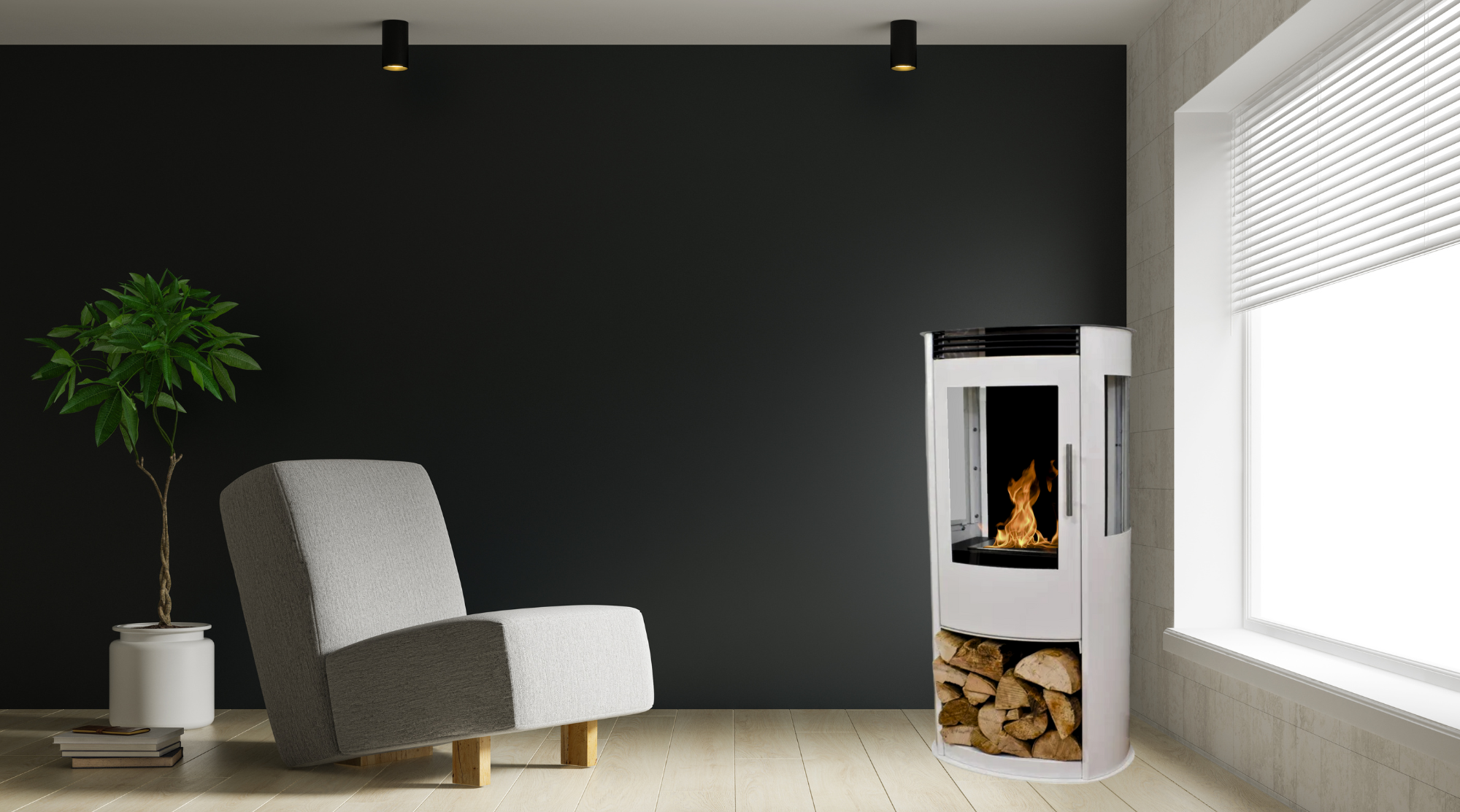 Habe W Bio Ethanol Vrijstaand Haard H100 CM