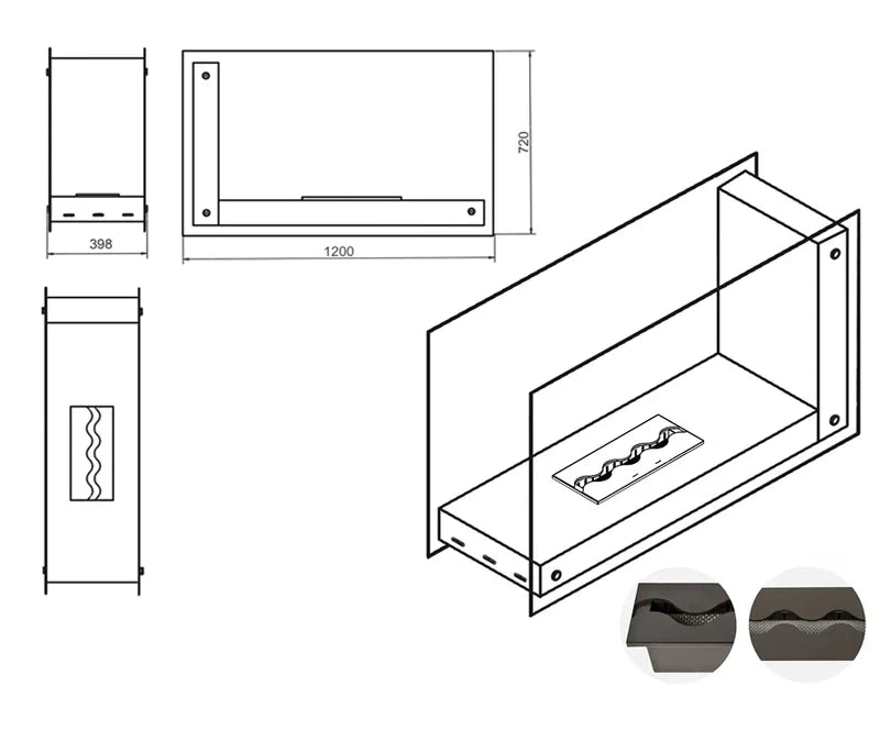Katla Bio Ethanol Vrijstaand Haard 120 CM