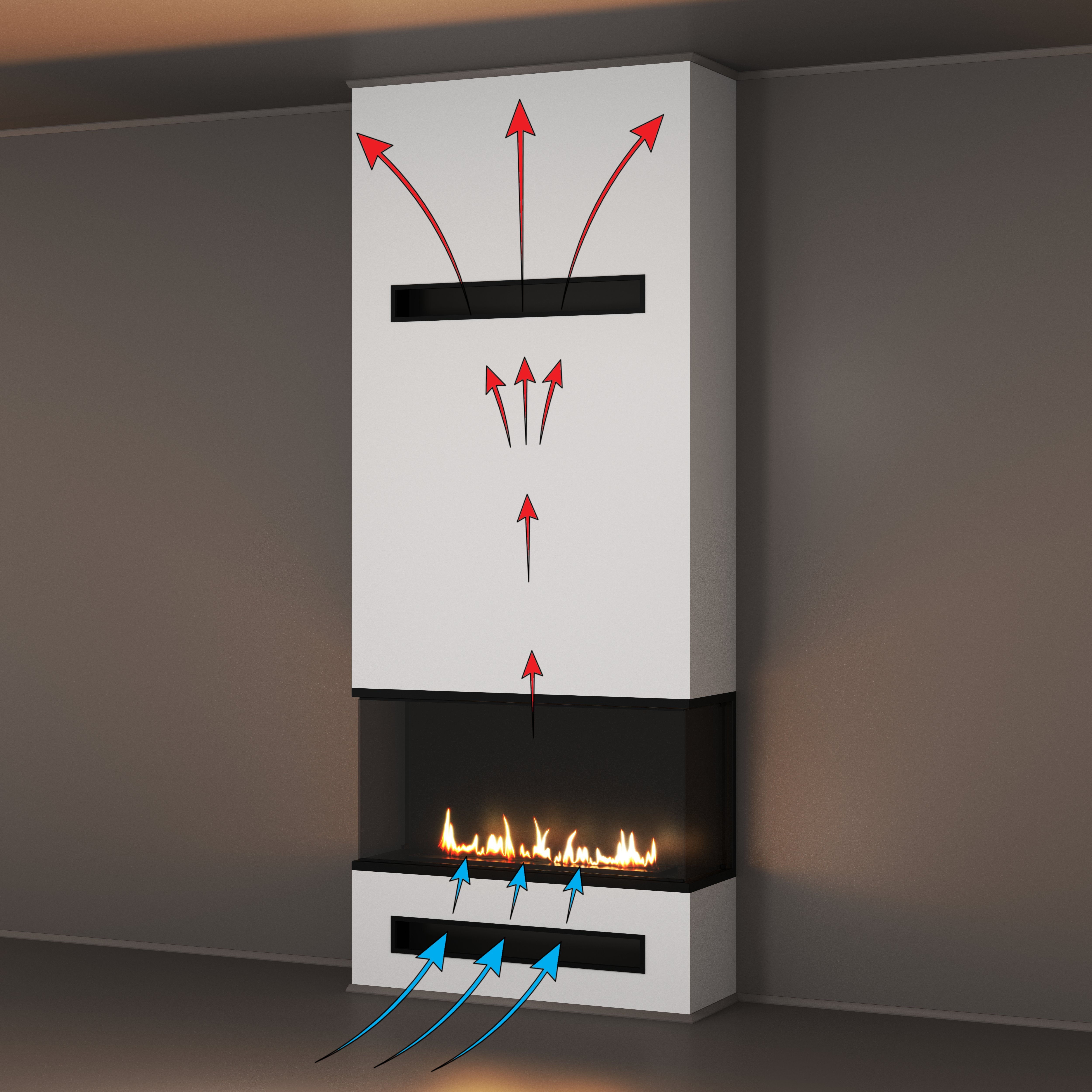 Made Driezijdig Inbouwhaard Volle Glas 130 cm