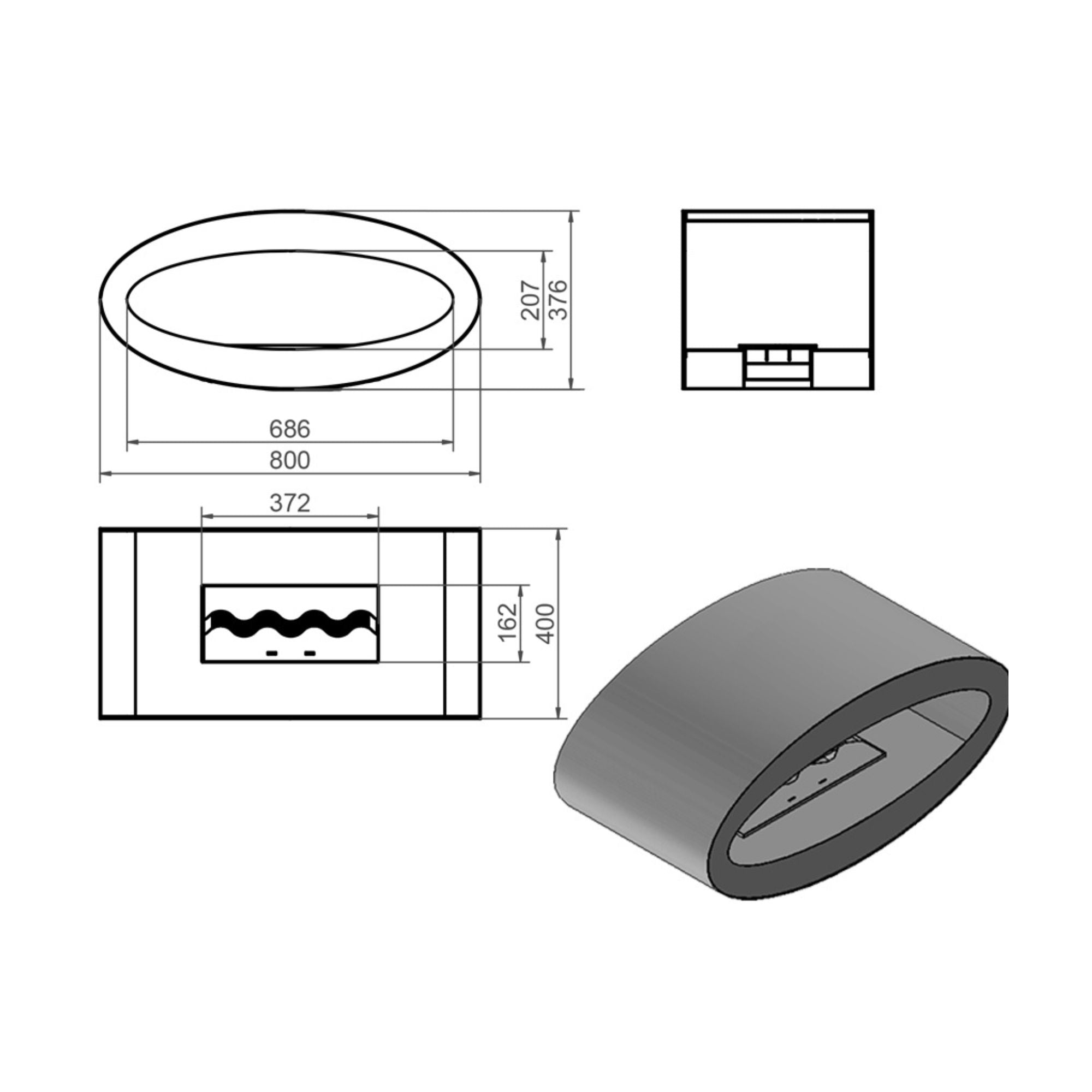 Merra W Bio Ethanol Vrijstaand Haard 80 CM