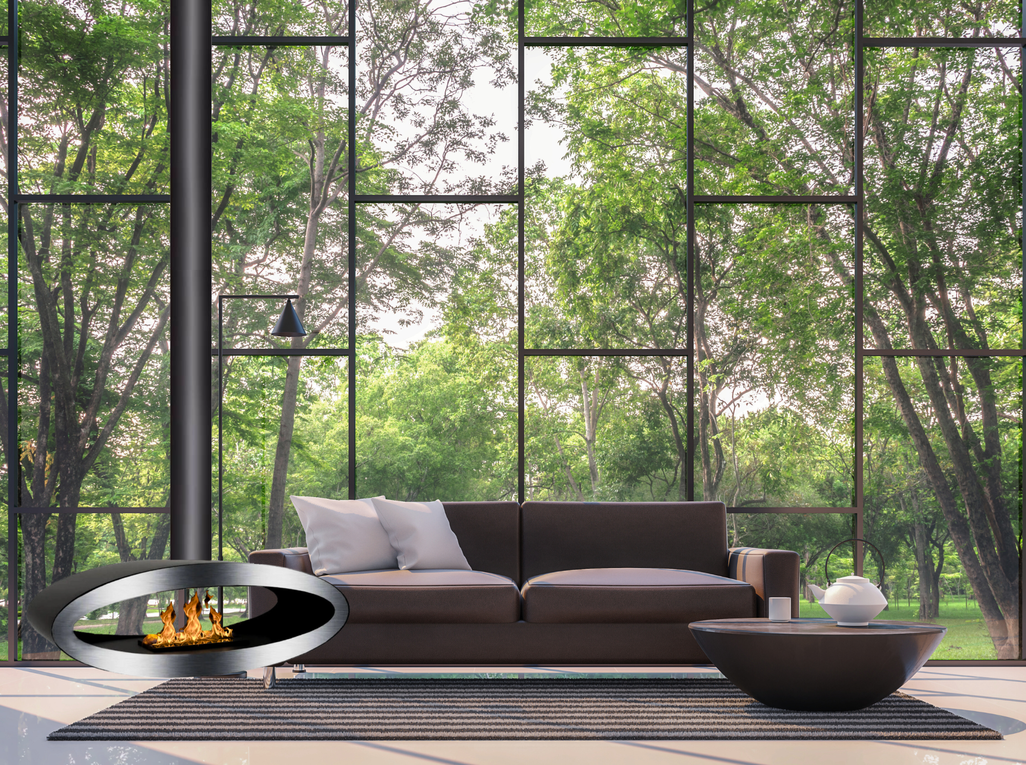 Meru RVS Tube Zwart Bio Plafondhaard 112 cm