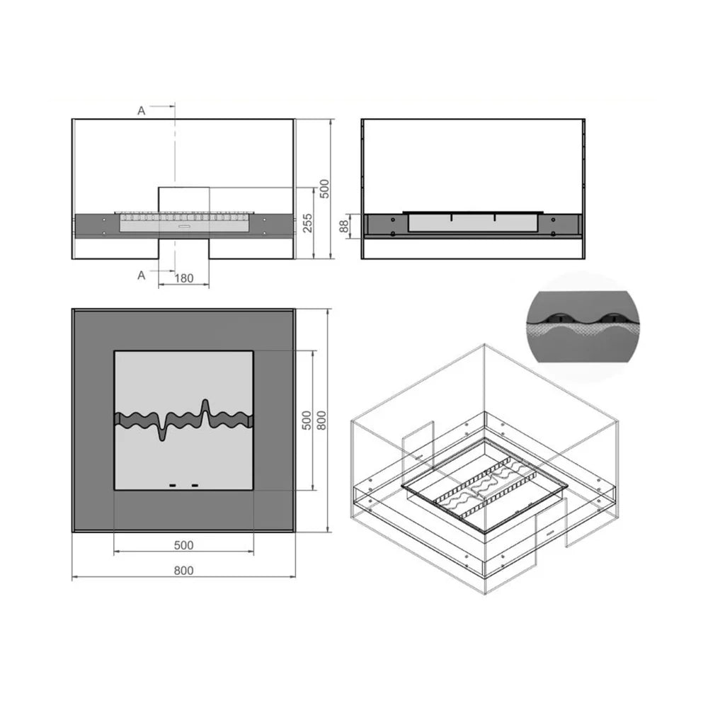 Pepe W Bio Ethanol Vrijstaand Haard 100 CM