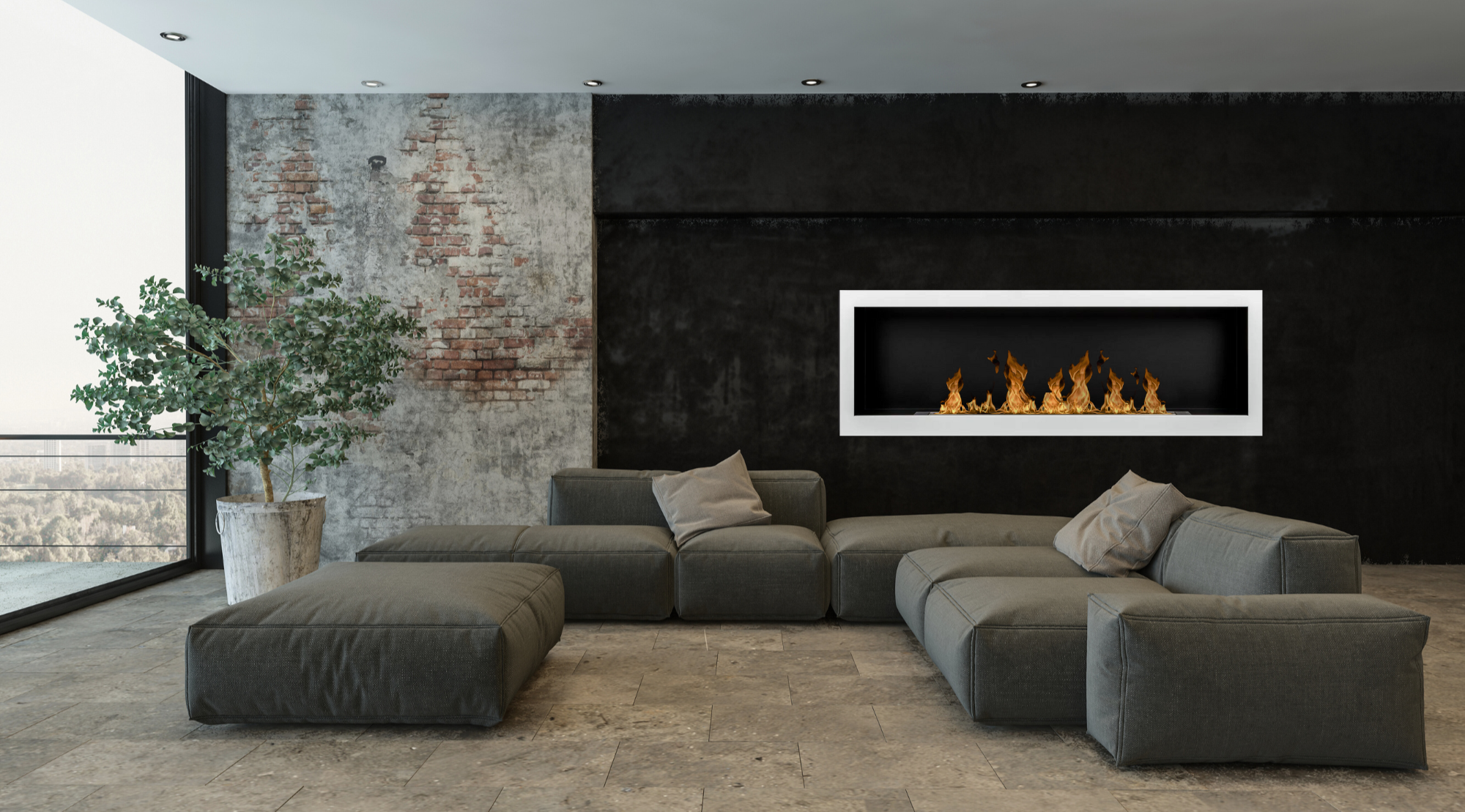 S-line W Bio Ethanol Wandhaard 120 CM