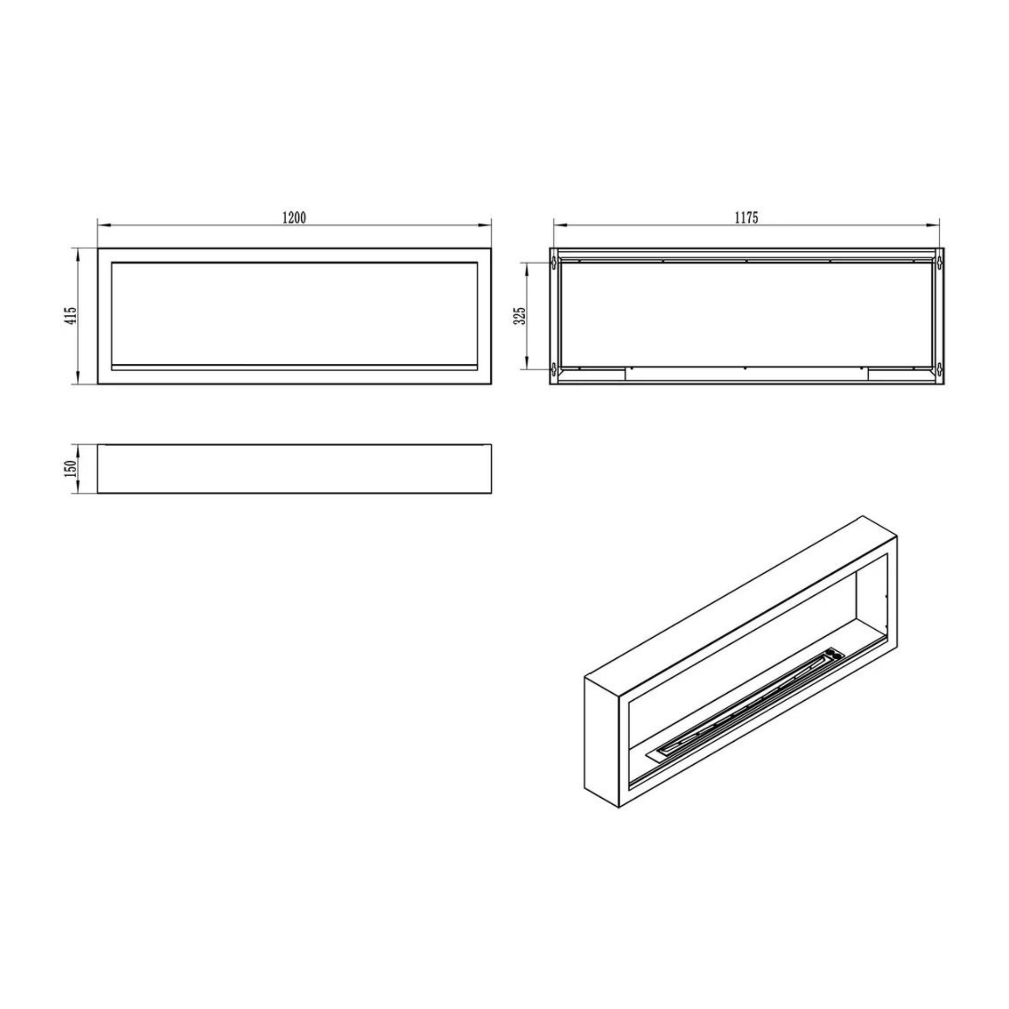S-line Z Bio Ethanol Wandhaard 120 CM