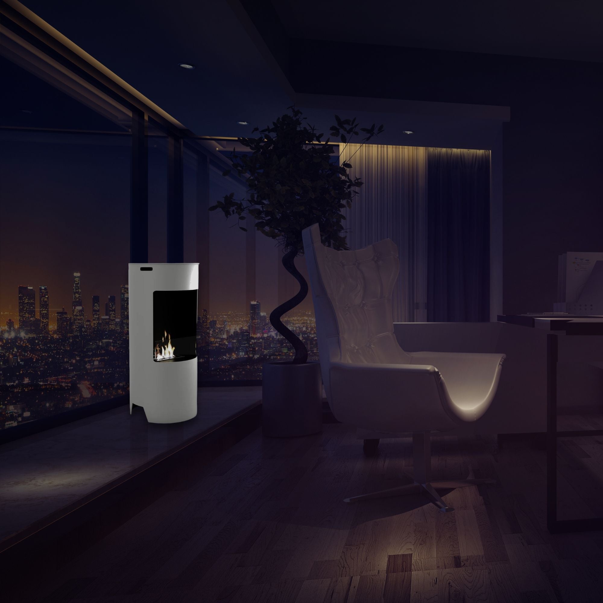 Vale Wit Bio Ethanol Vrijstaand Kachel H80 CM