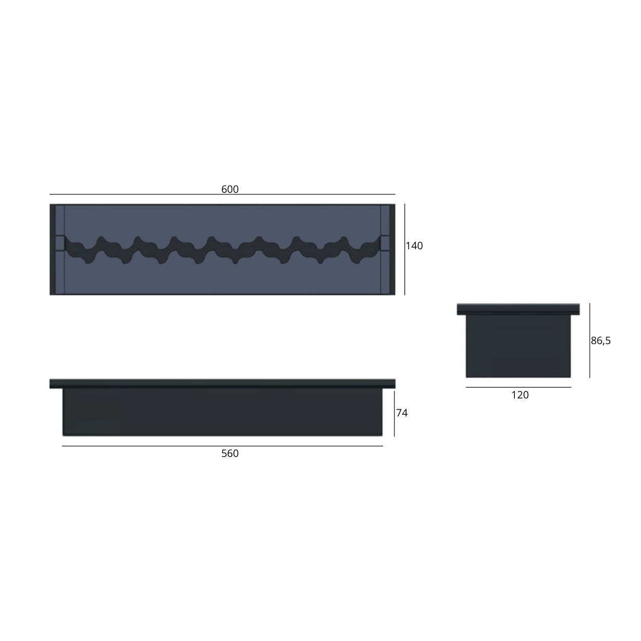 ZIGZAG PRO BIO ETHANOL BRANDER 60 CM