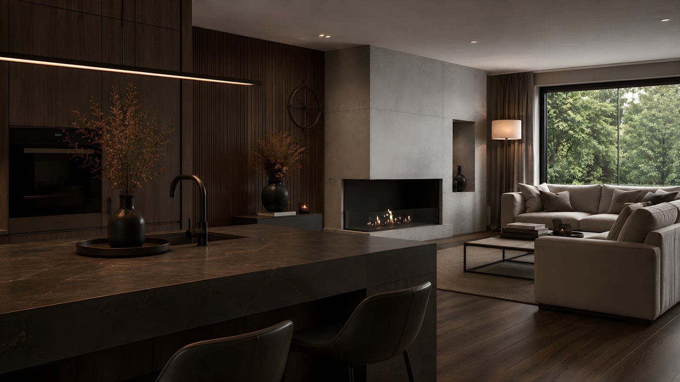 Wild Flame inbouwhaard met een levende vlam in een sfeervol interieur