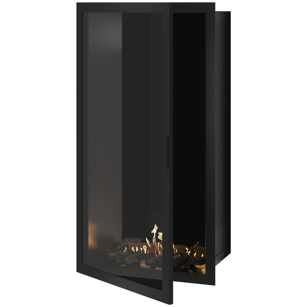 Selected verticale doorkijkhaard met volle glas