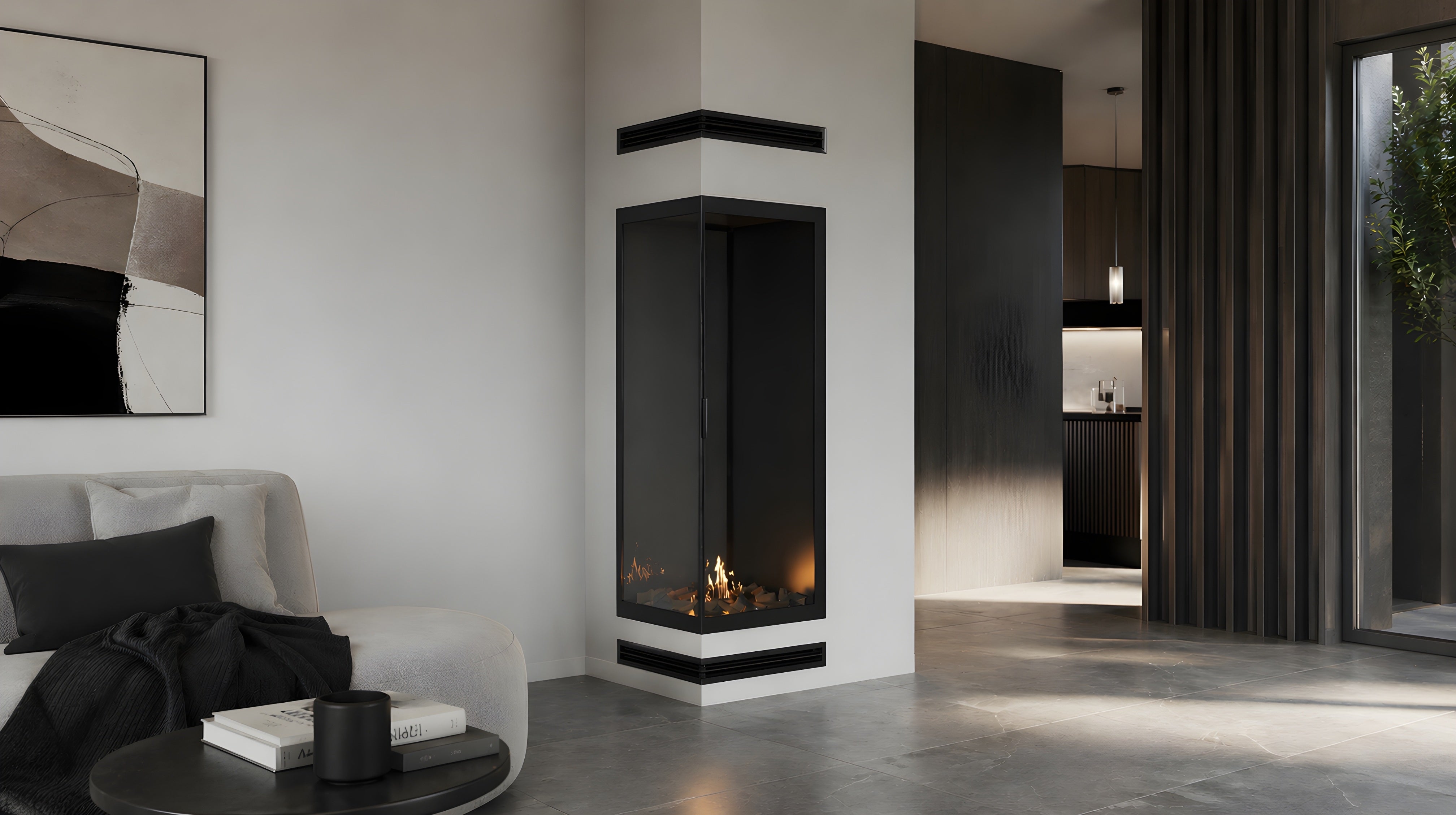 Base Vertical Links Volle Glas interieurbeeld