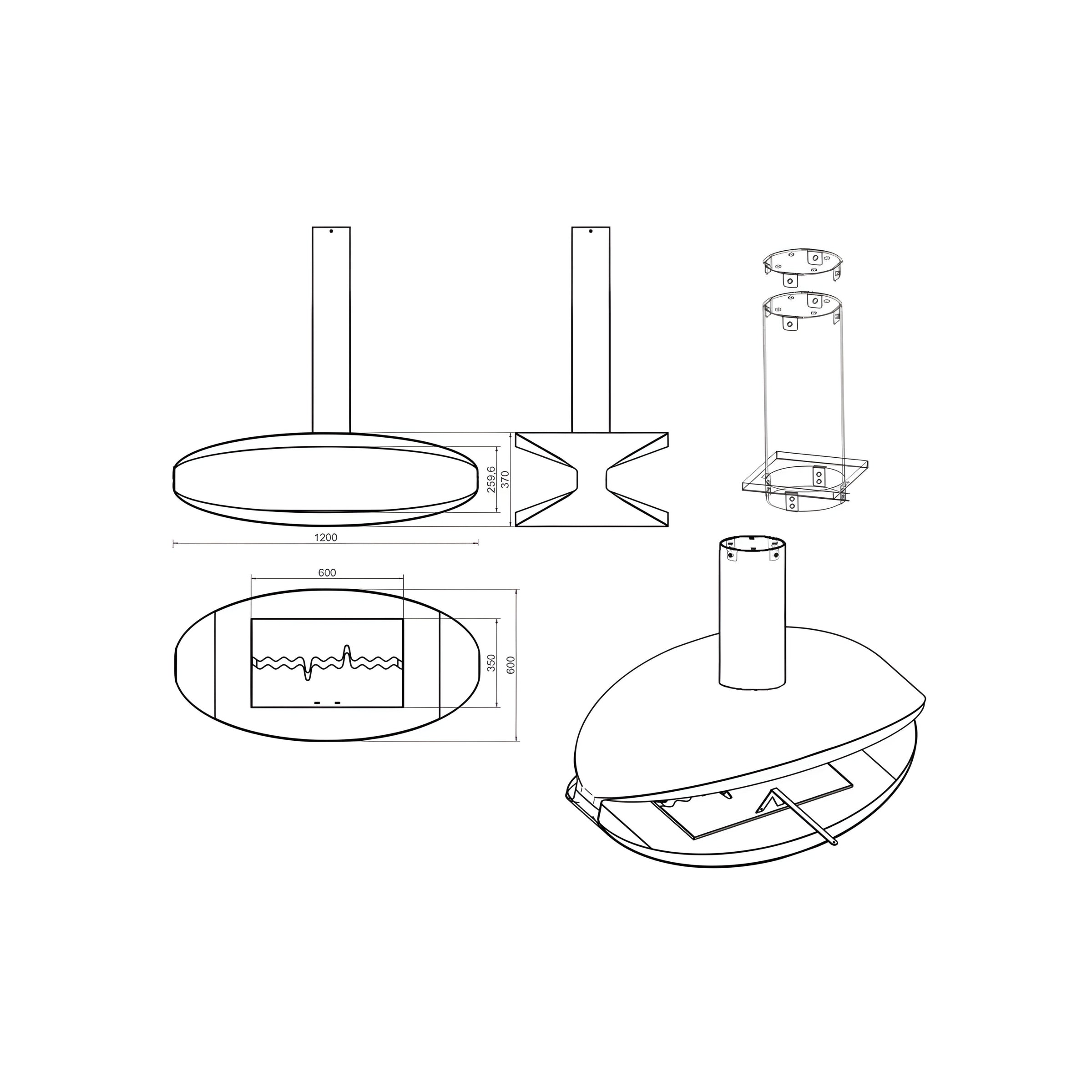 Hamo Bio Ethanol Plafondhaard 120 cm – afbeelding 10