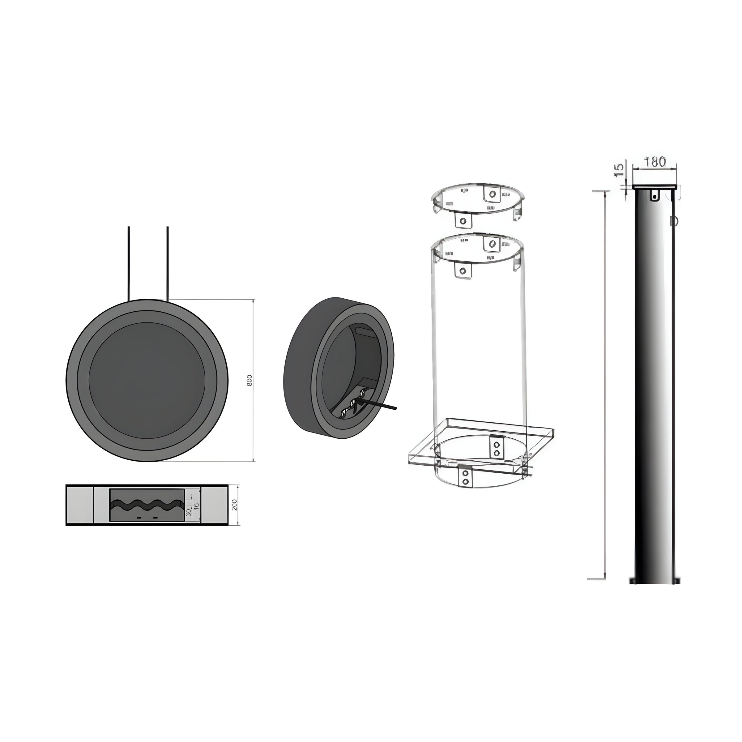 Erto Tube Z Bio Ethanol Plafondhaard D80 CM – afbeelding 6