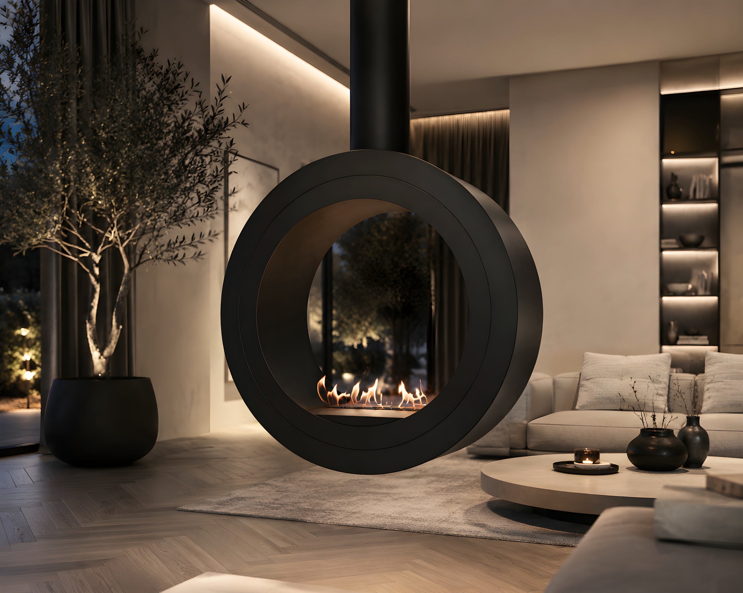 Arcos Tube Plafondhaard Zwart Ø80 - Ø120 cm