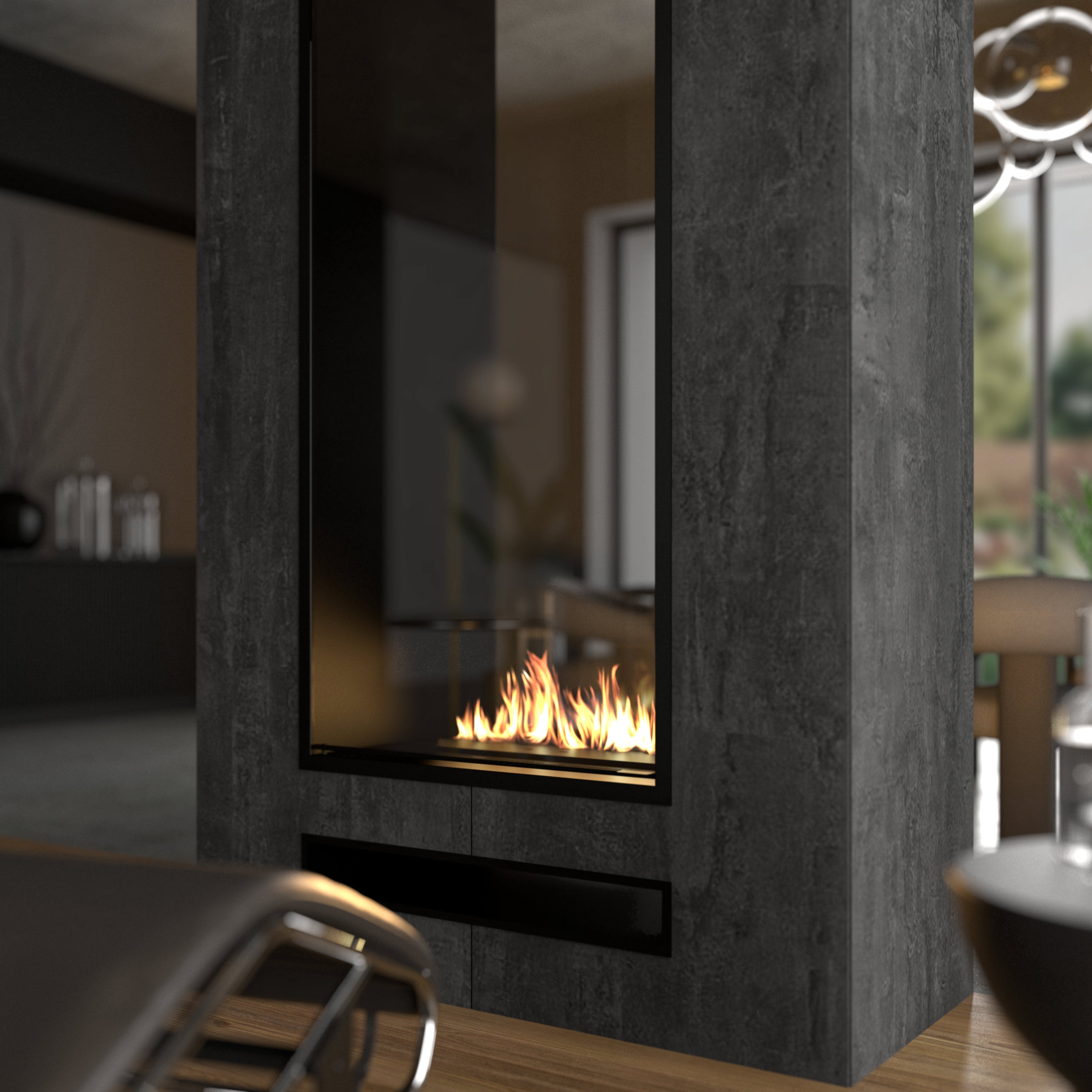 Fame Vertical Doorkijkhaard Met Volle Glas 90 x 160 cm