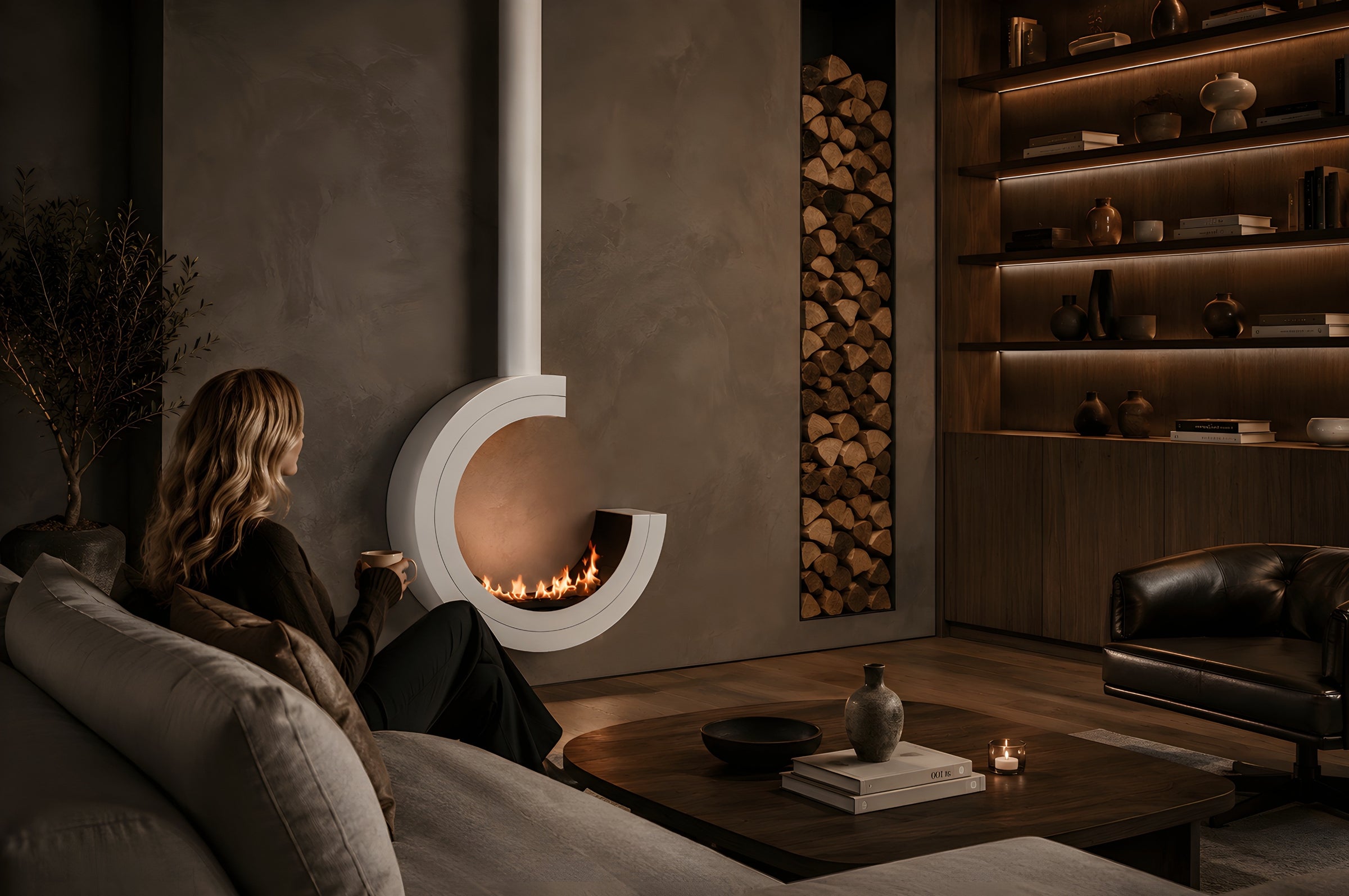 Arcos 3/4 Tube Plafondhaard Wit Ø80 - Ø120 cm