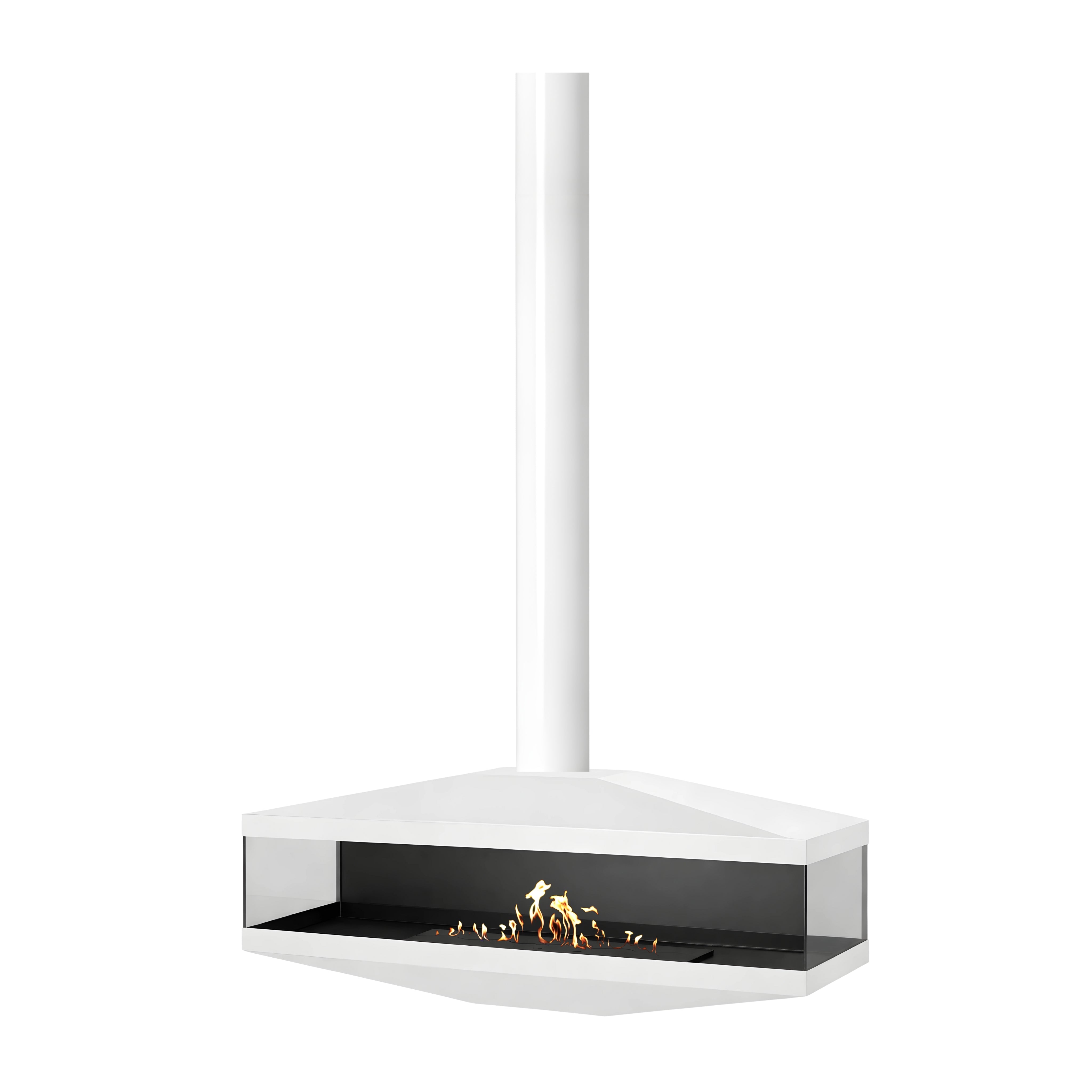 Witte buis plafondhaard 120 cm — doorkijk uitvoering
