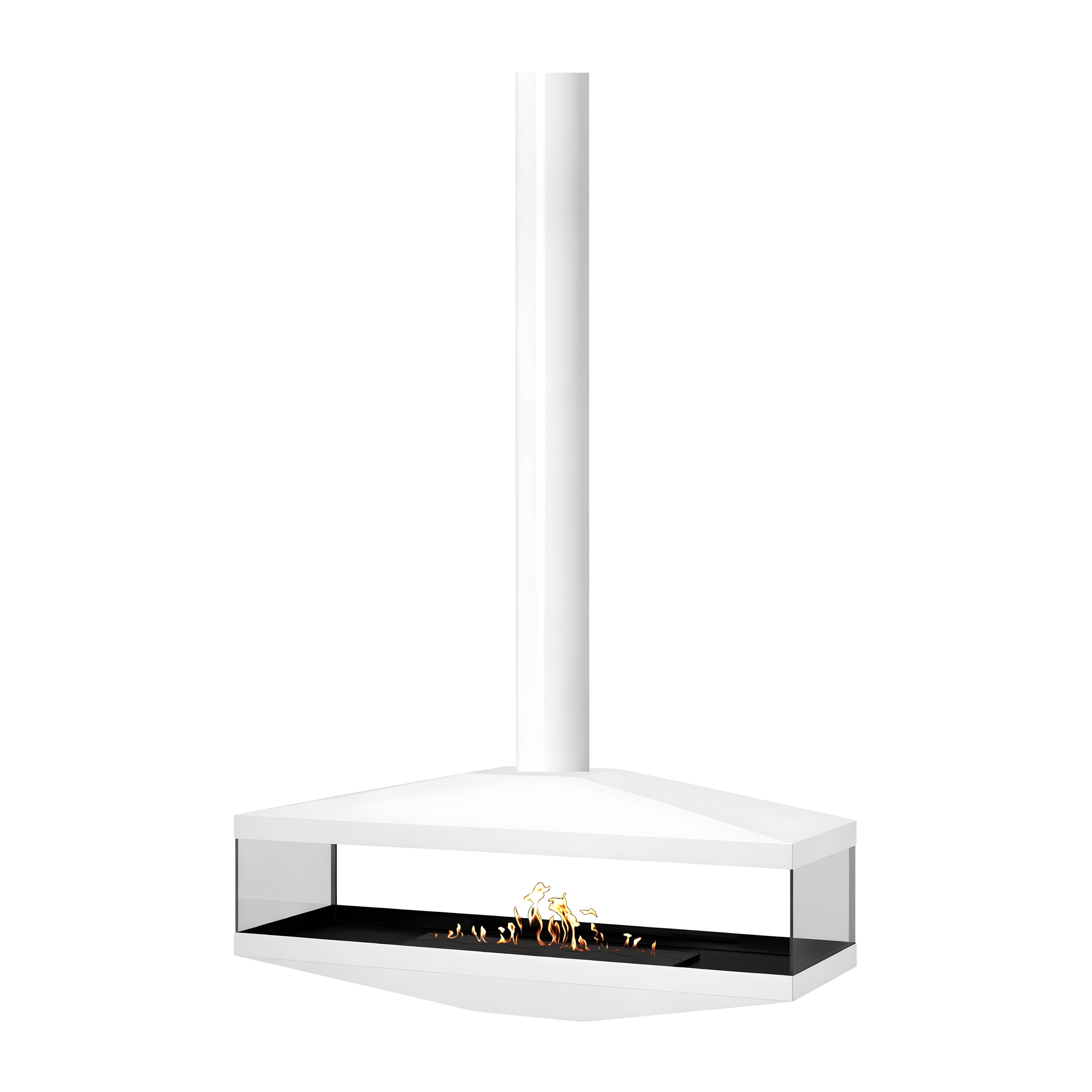Witte glazen buis plafondhaard 120 cm — doorkijk uitvoering