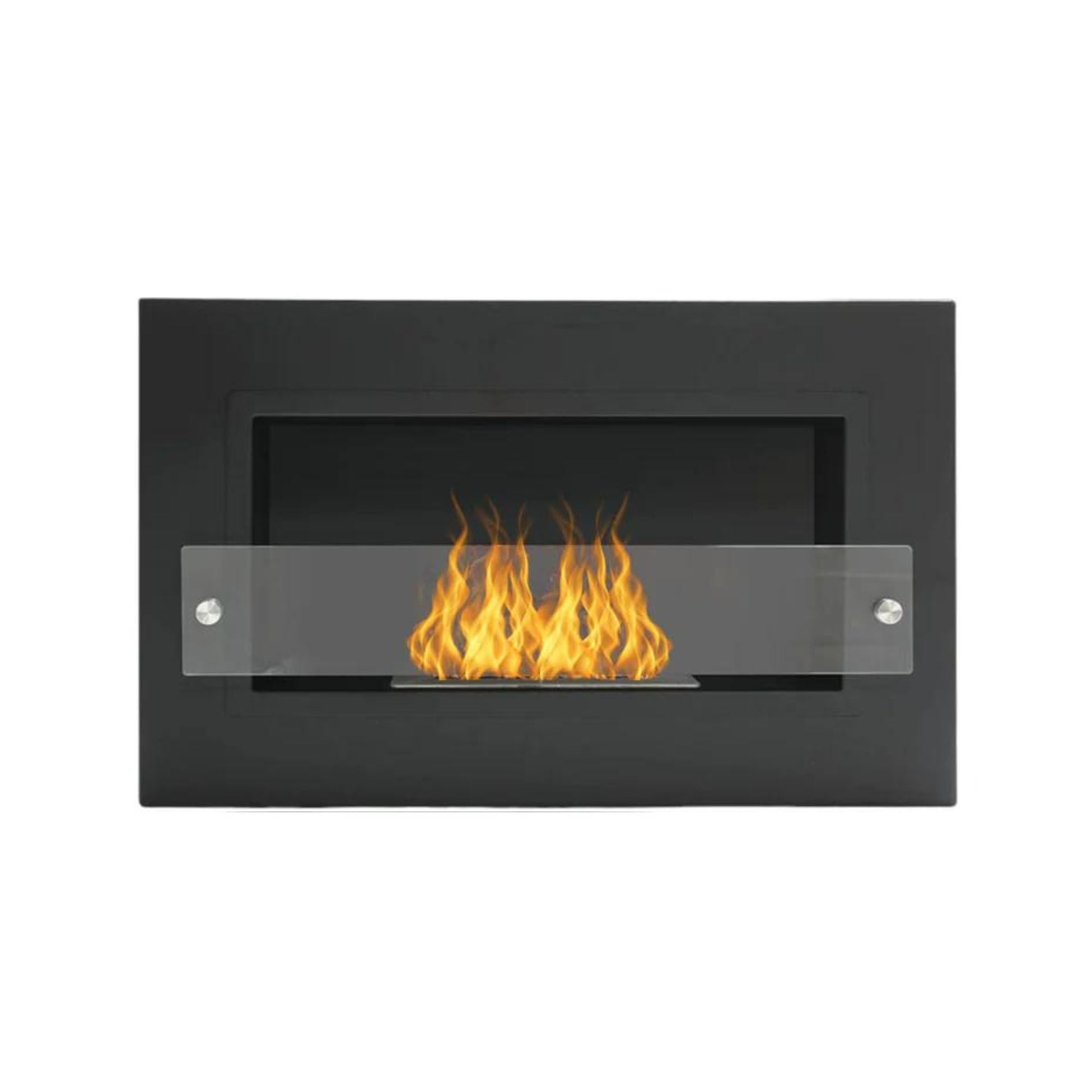 Bio Ethanol Inbouw - Wandhaard Zwart Met Glas 64 cm – afbeelding 1
