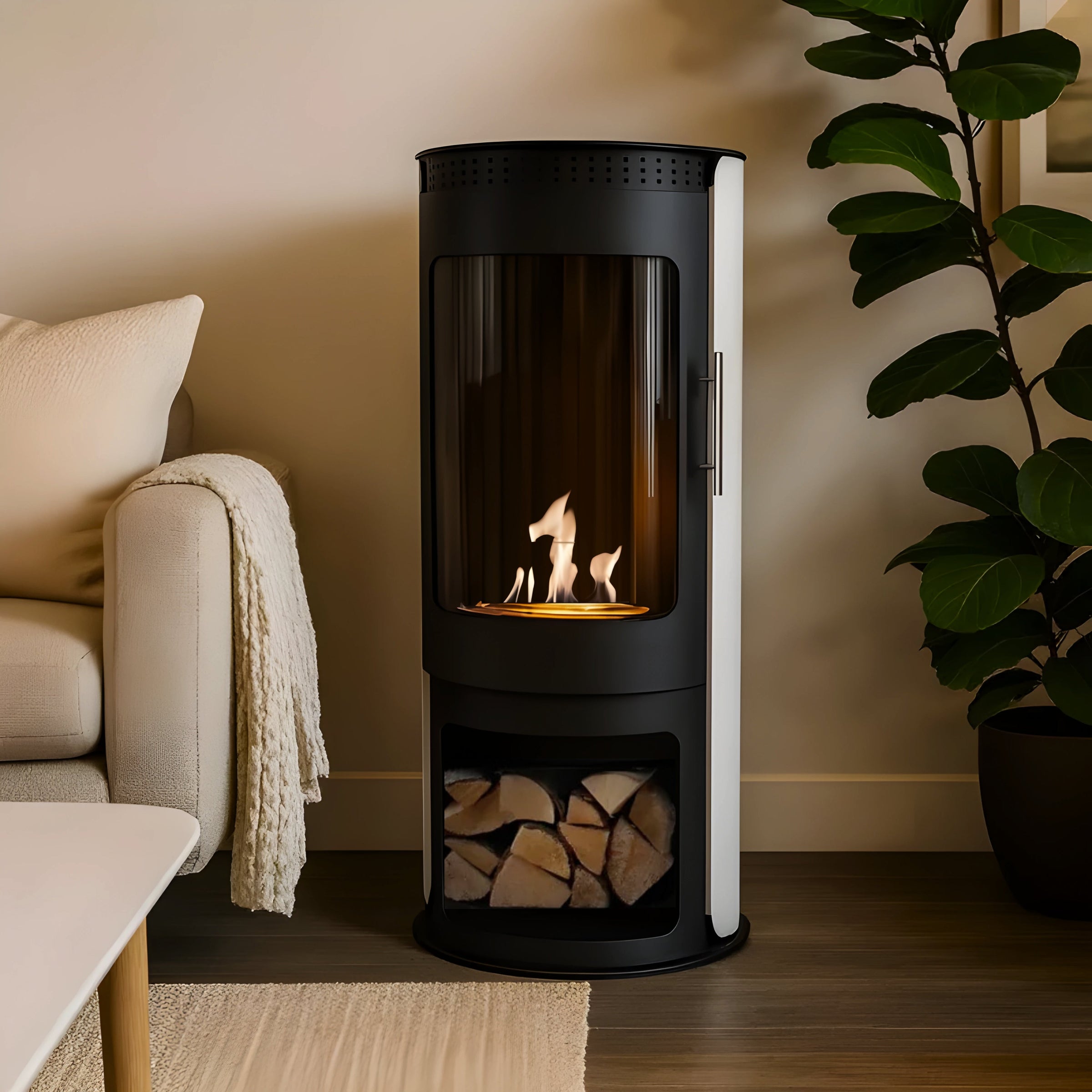 Cano vrijstaand haard H96 cm — zijaanzicht