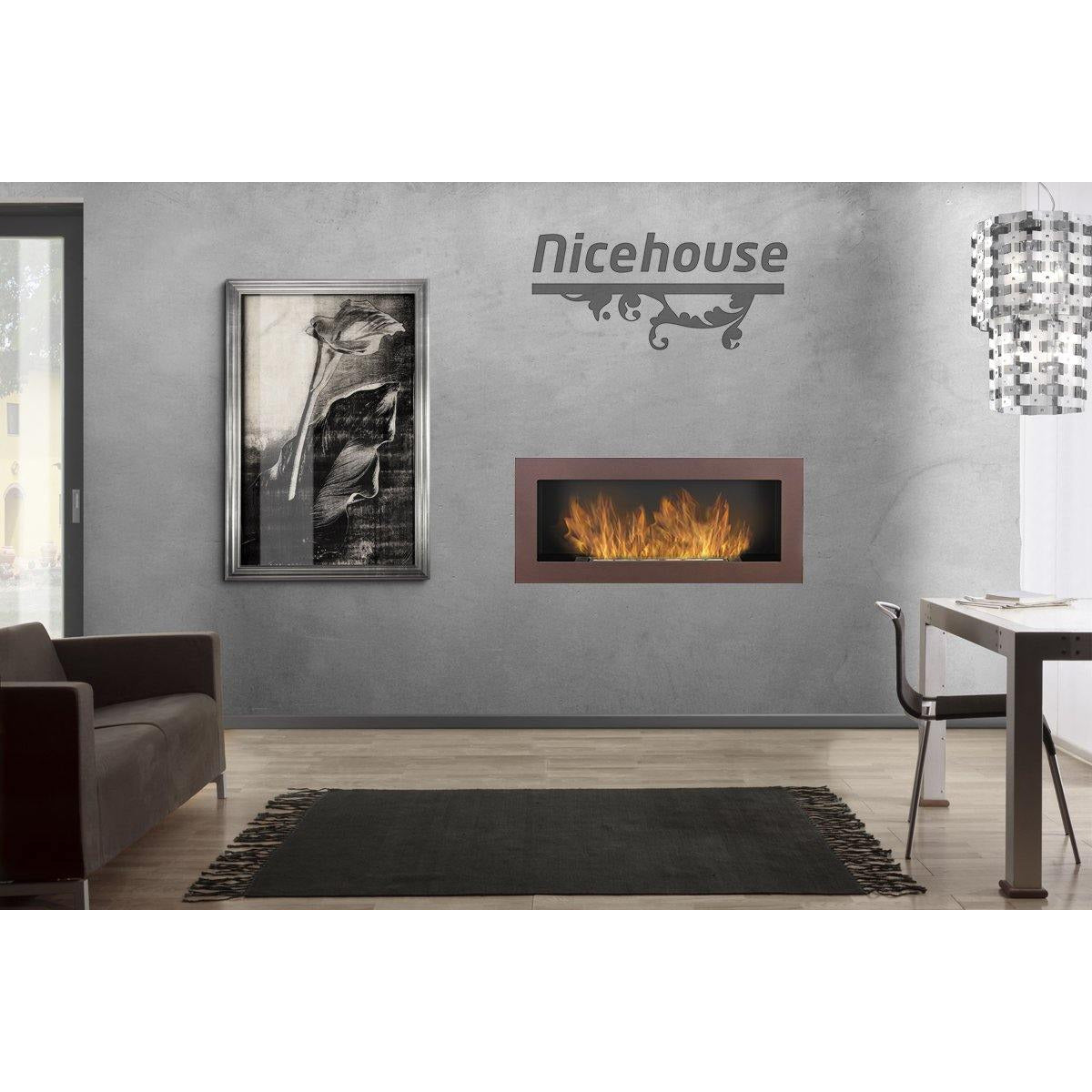 Rea Bruin Bio ethanol Inbouw - Wandhaard 90 cm – afbeelding 3