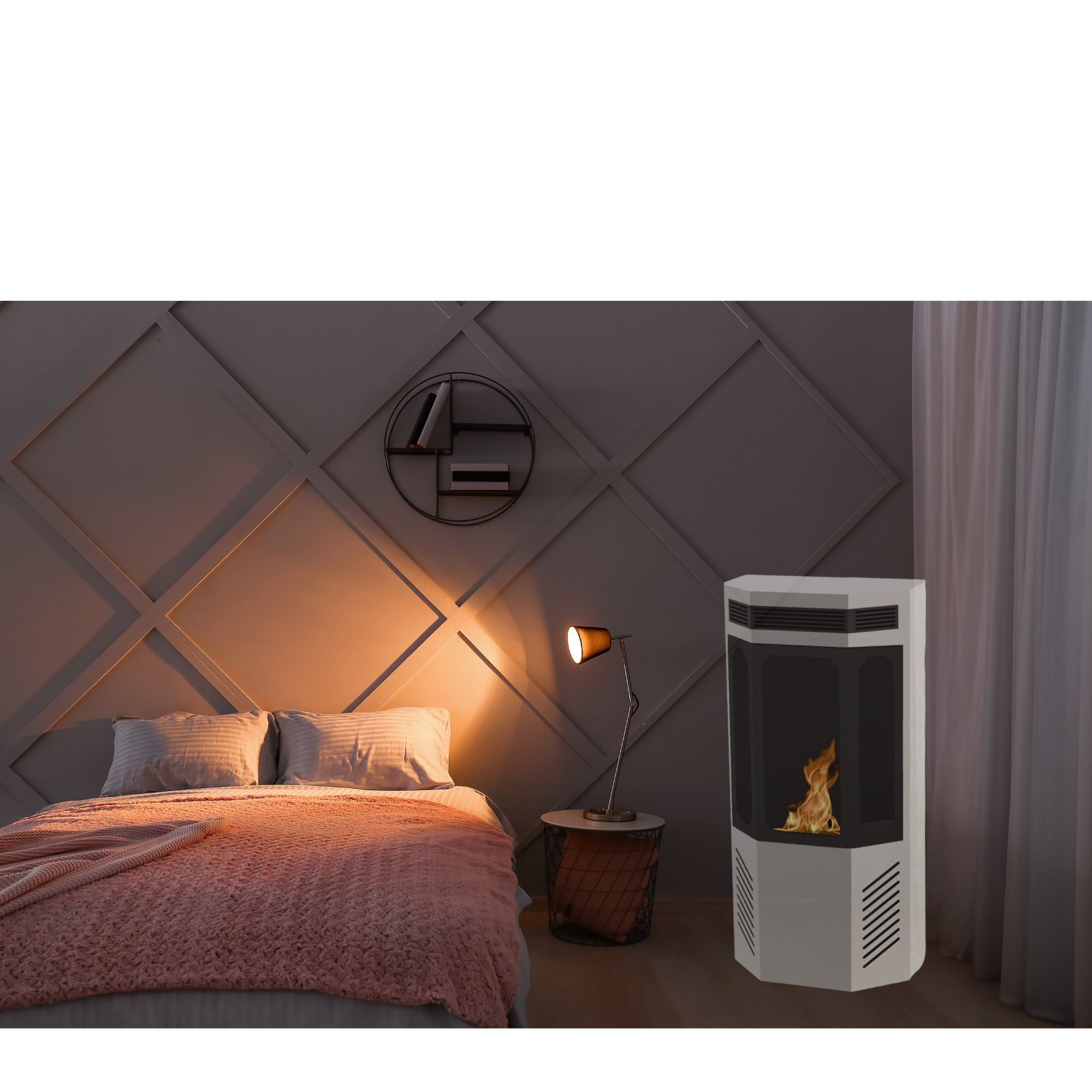 Dable vrijstaand haard H120 cm — schuinaanzicht
