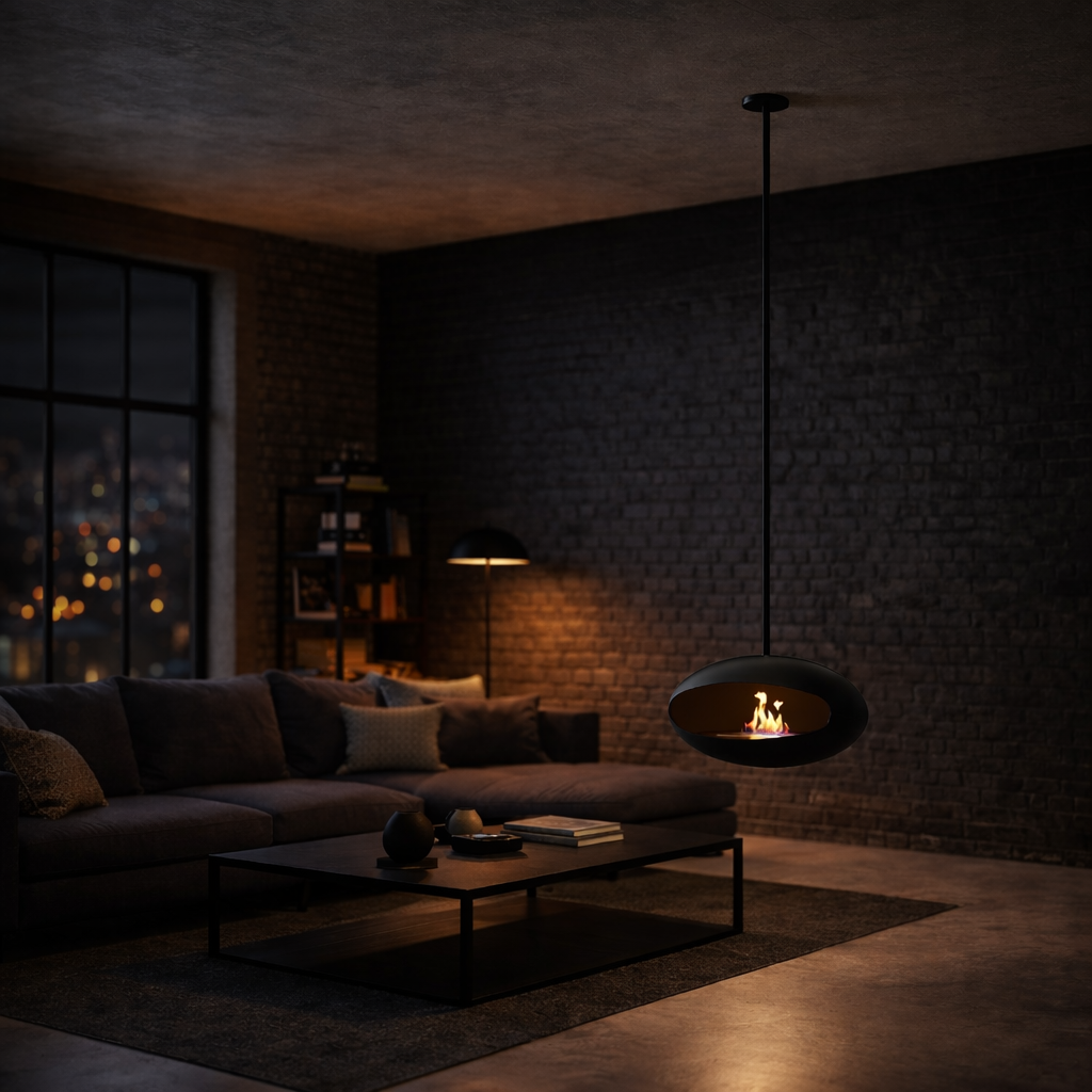Render van plafondhaard — zijaanzicht