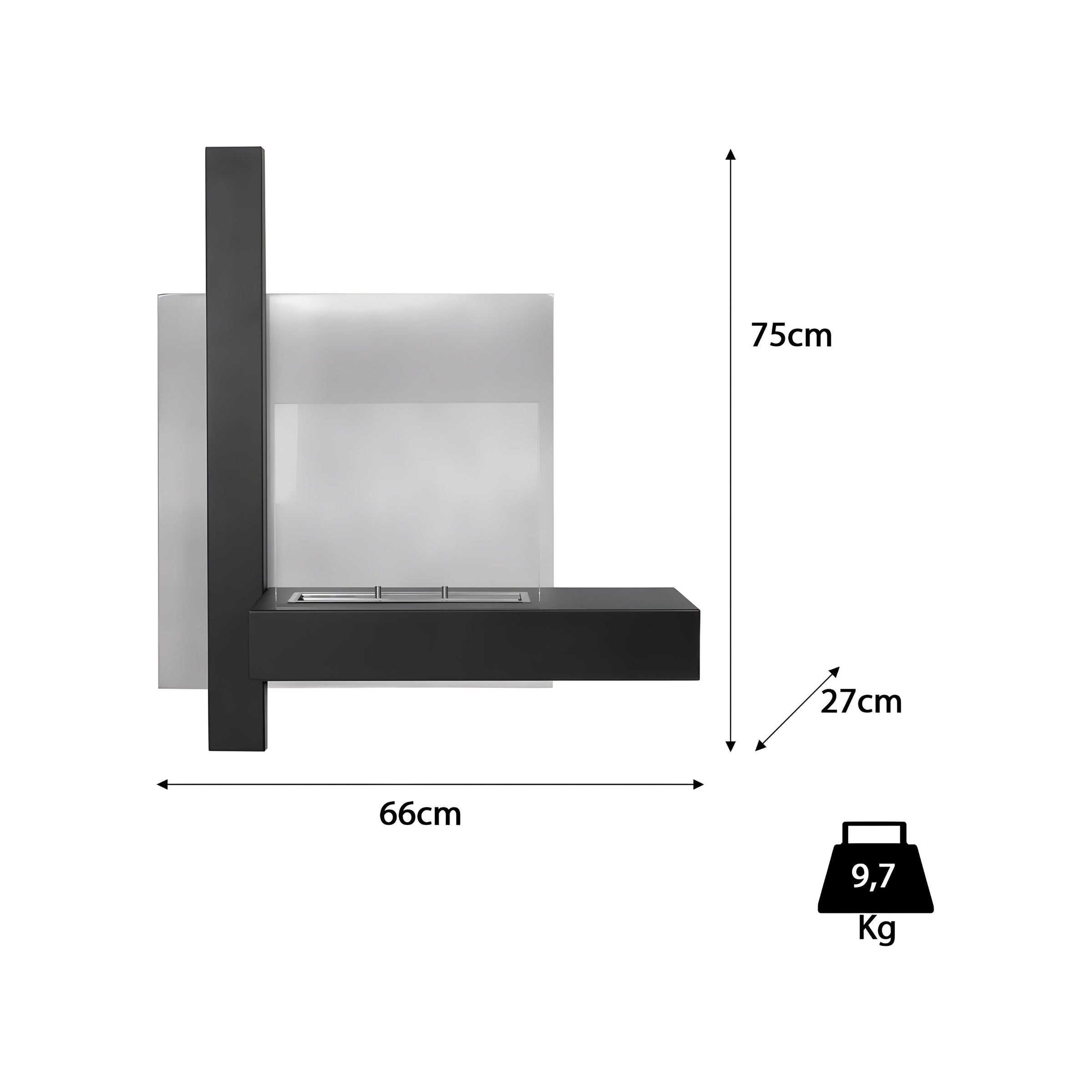 Duna Bio Ethanol Wandhaard 75 cm – afbeelding 4