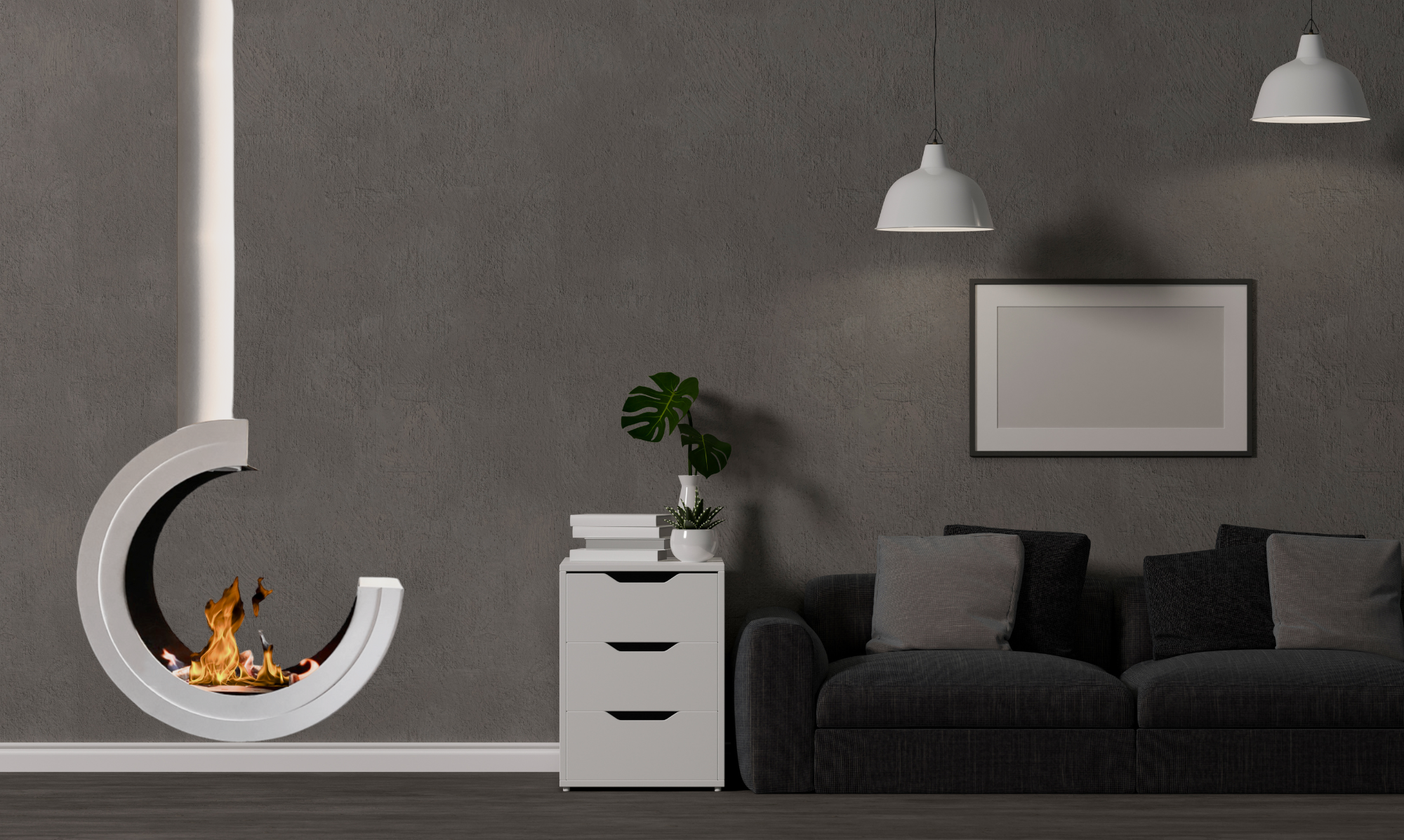 Render van plafondhaard D80 — achterkantaanzicht