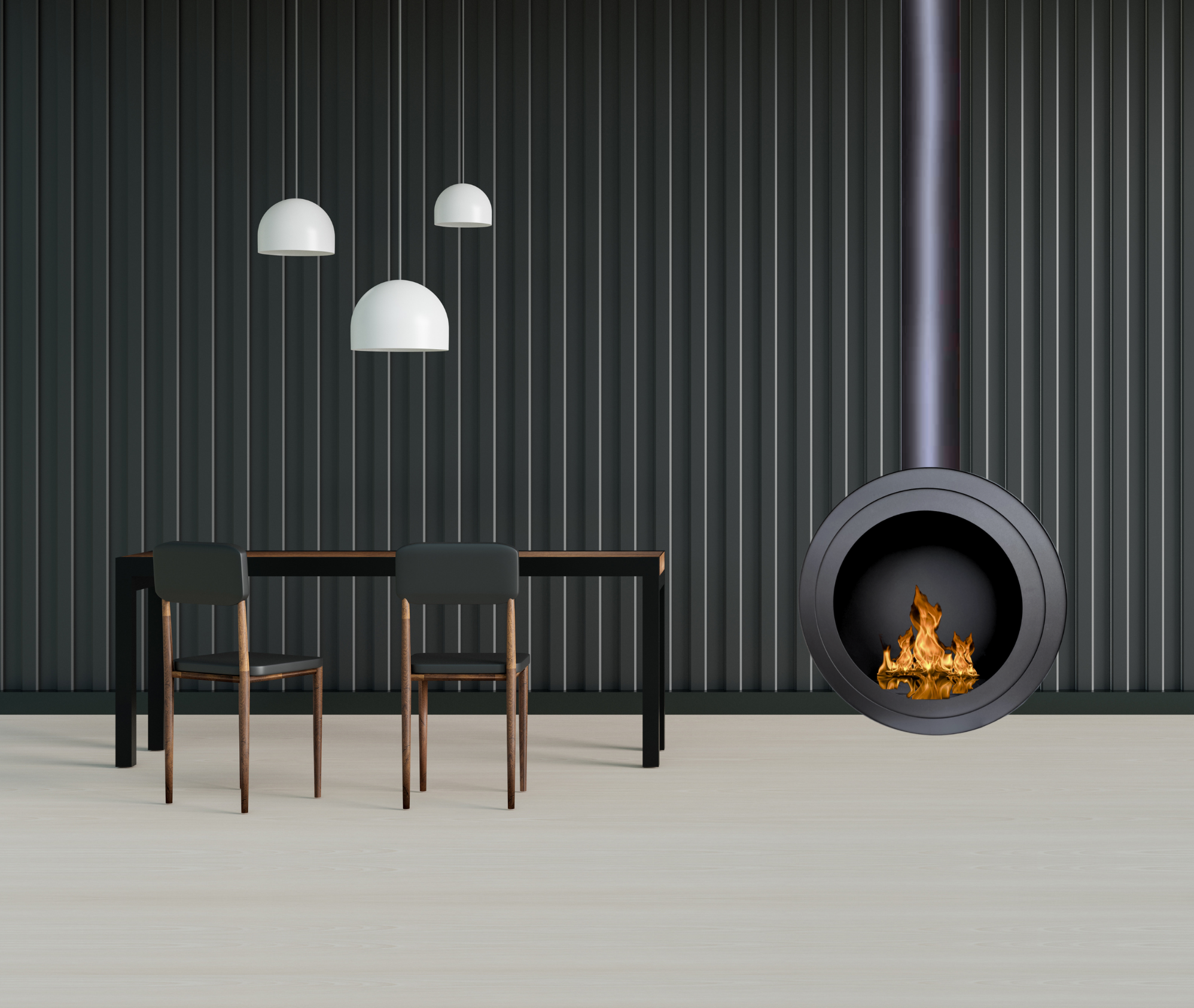 Render van plafondhaard D80 — achterkantaanzicht
