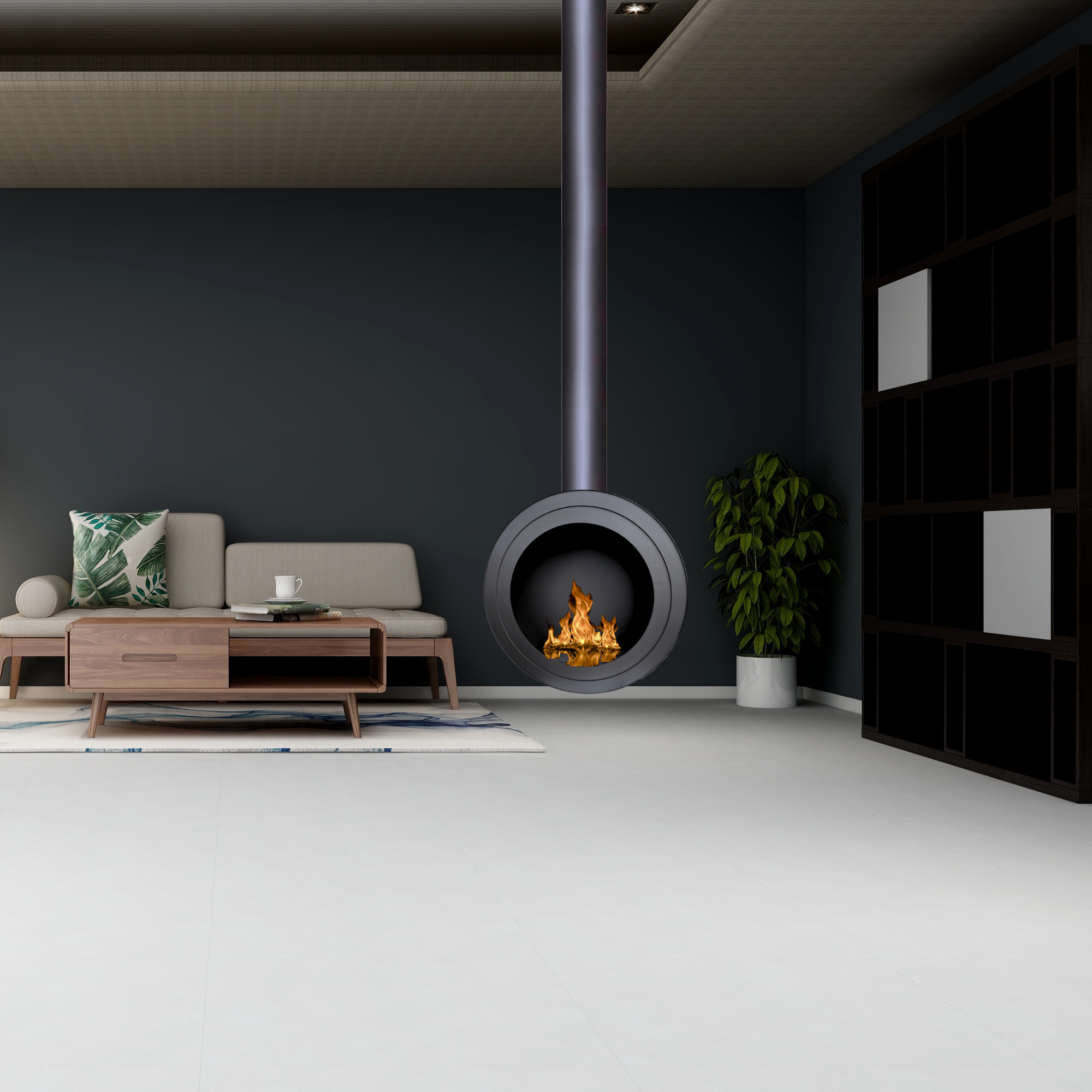 Render van plafondhaard — bovenaanzicht