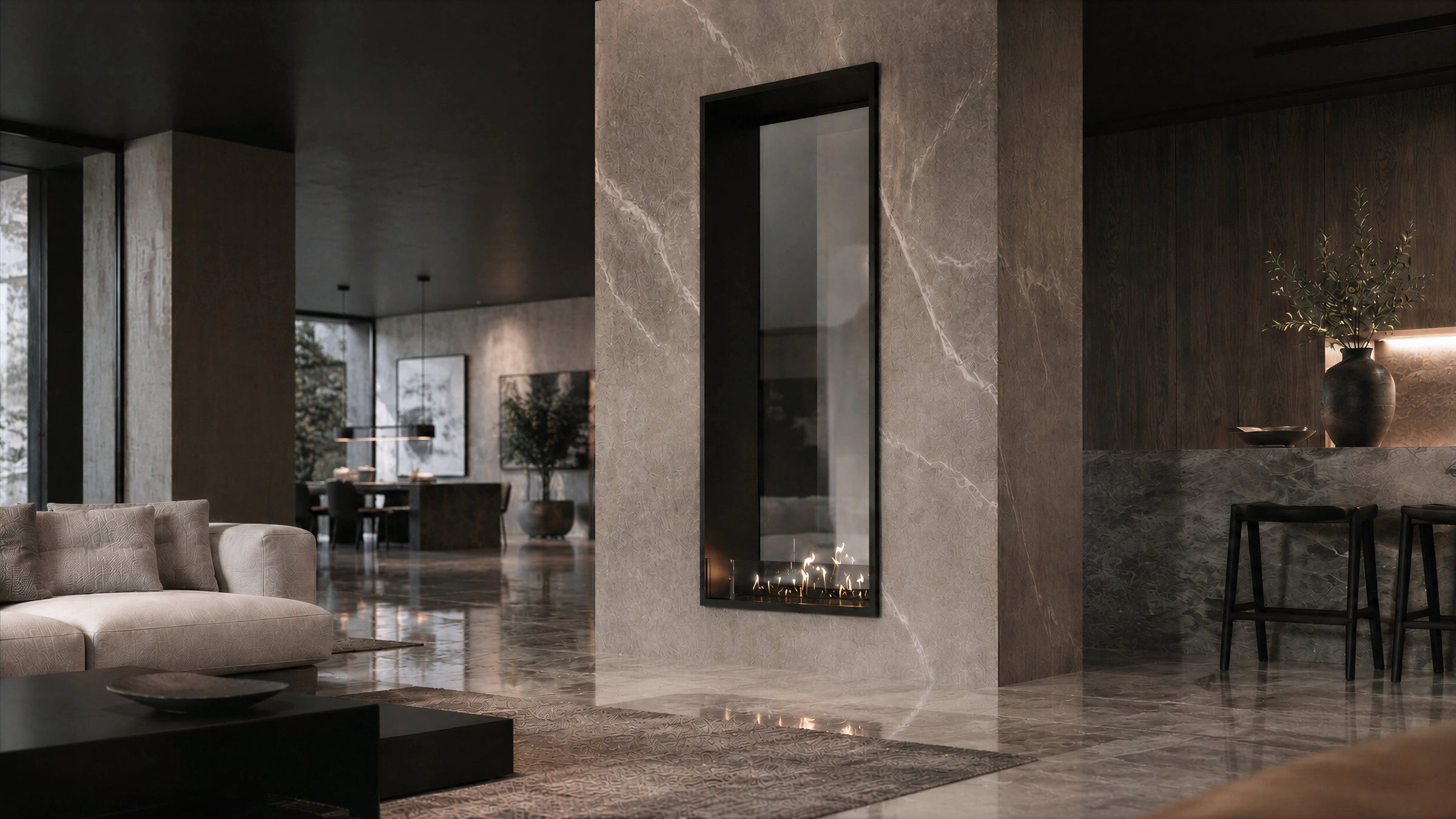 Fame Vertical Doorkijkhaard Enkel Volle Glas 60 x 180 cm – afbeelding 2