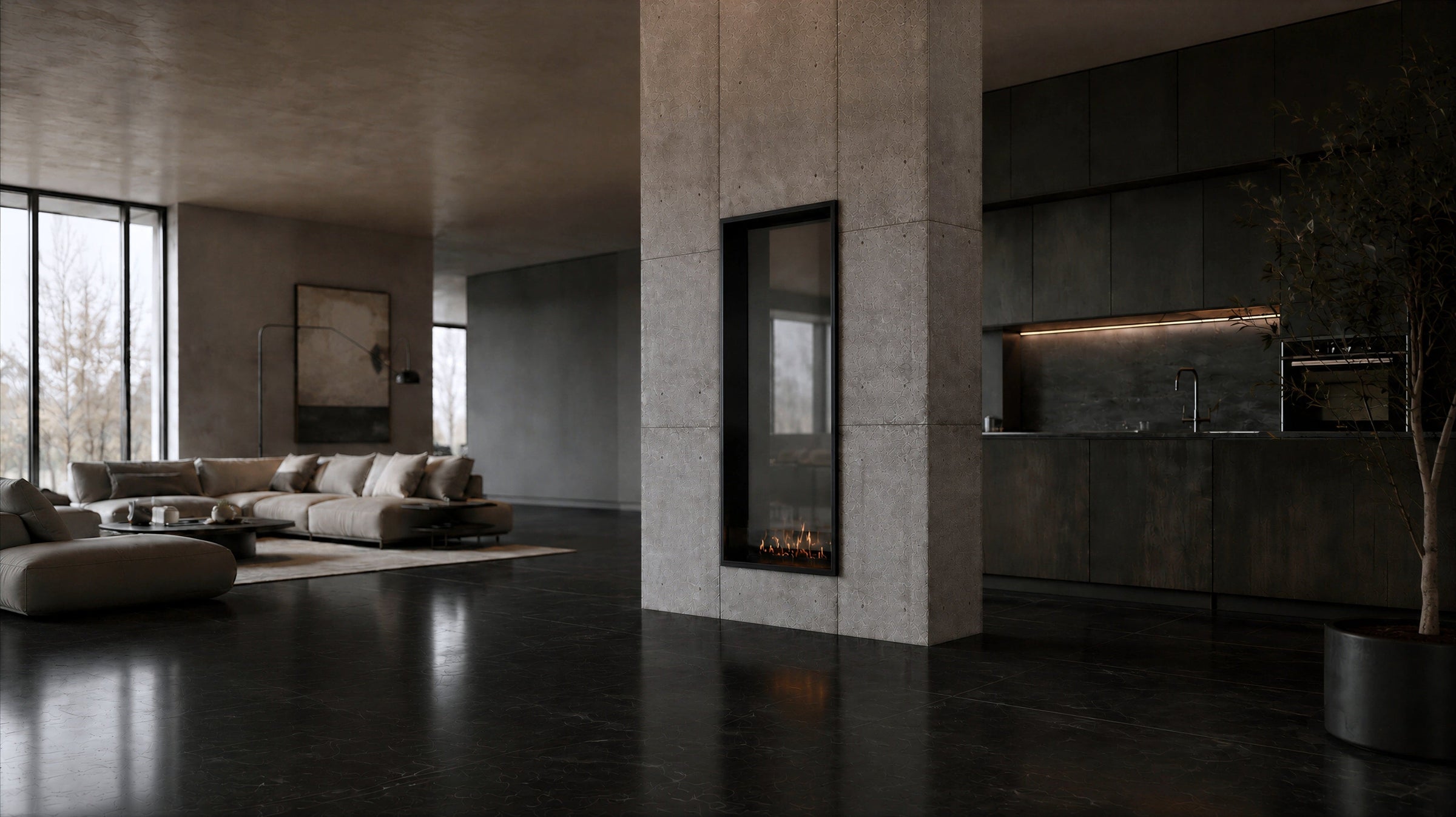 Fame Vertical Doorkijkhaard Enkel Volle Glas 60 x 120 cm – afbeelding 3