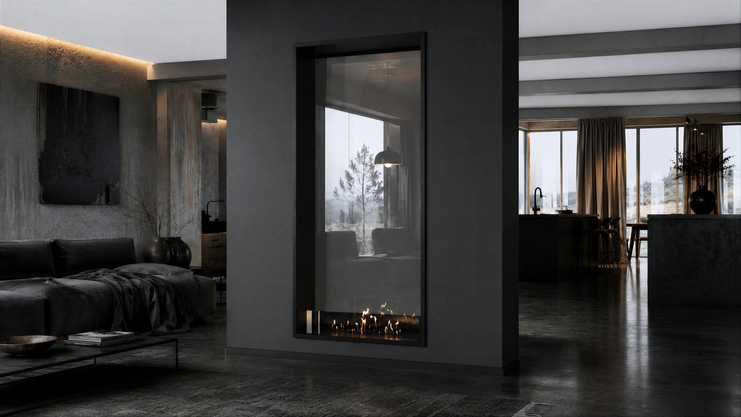 Fame Vertical Doorkijkhaard Enkel Volle Glas 90 x 140 cm – afbeelding 2