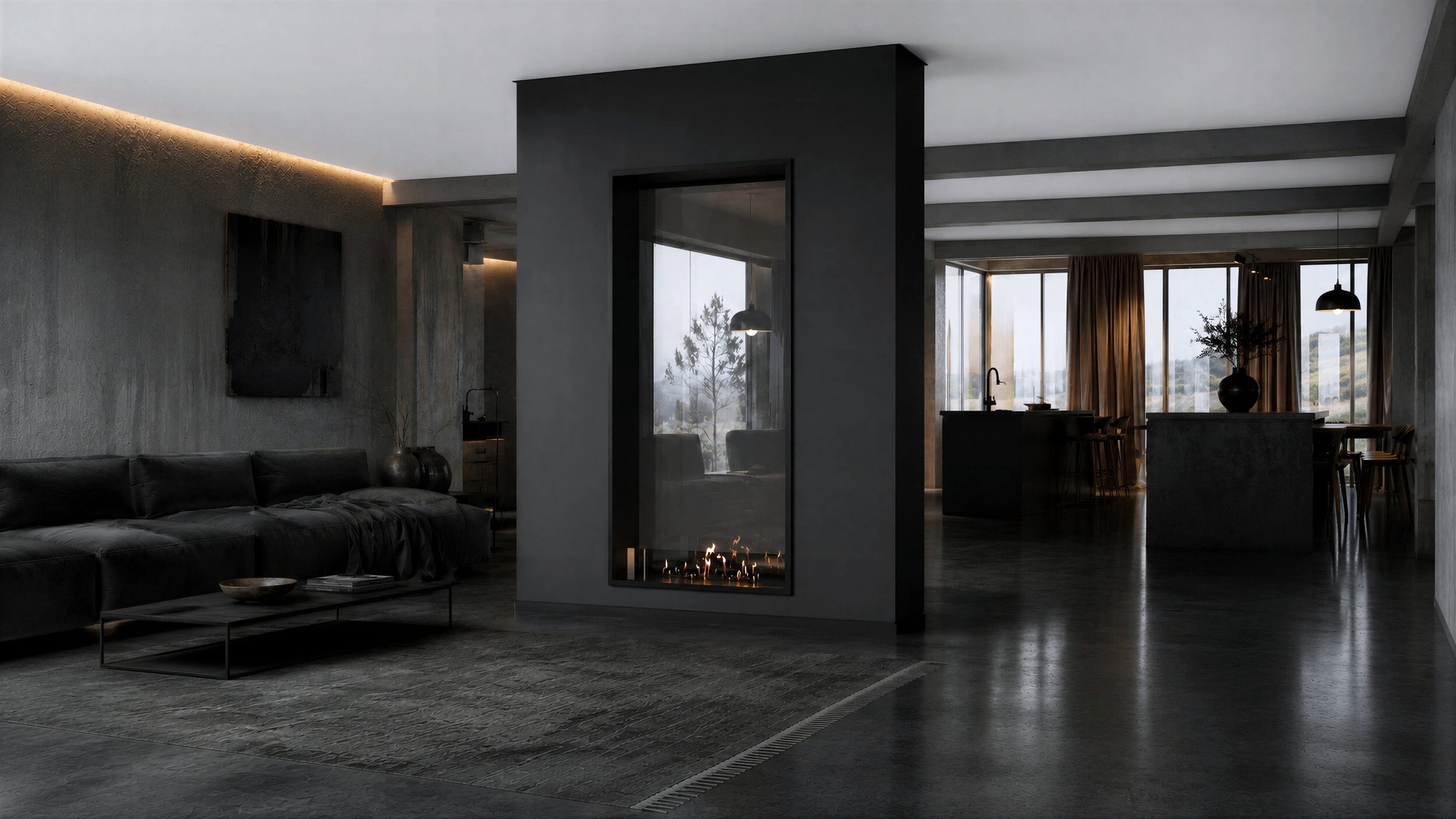 Fame Vertical Doorkijkhaard Enkel Volle Glas 90 x 140 cm – afbeelding 3