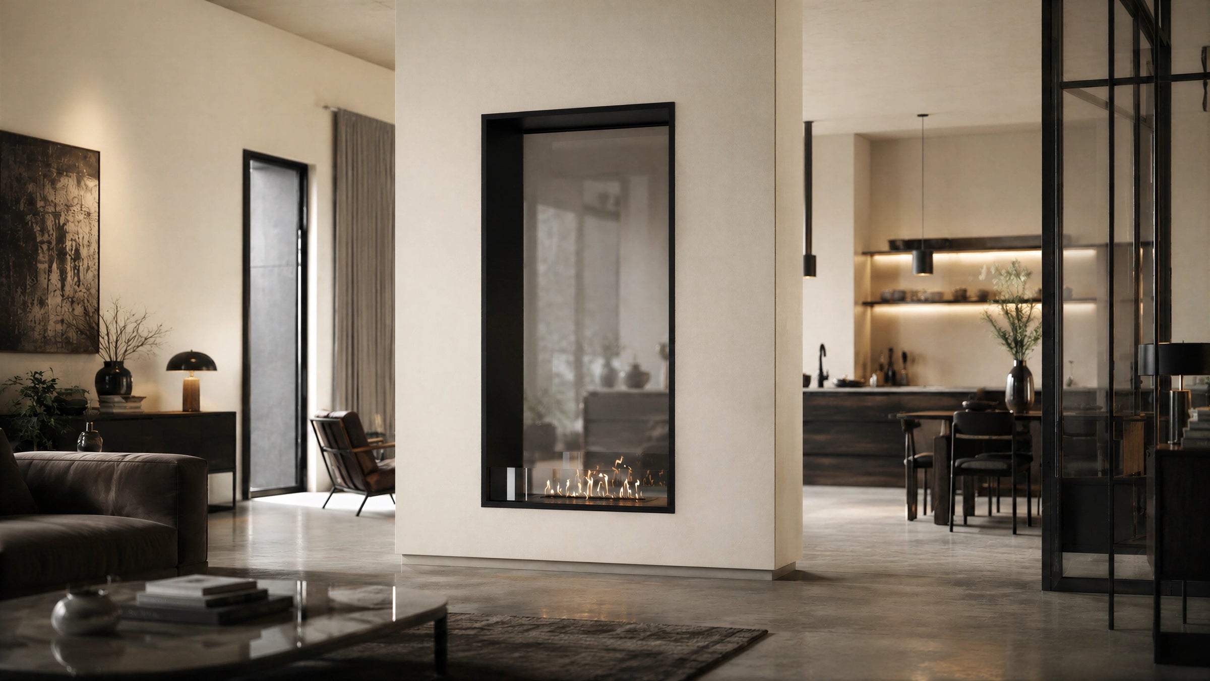 Fame Vertical Doorkijkhaard Enkel Volle Glas 90 x 180 cm – afbeelding 2