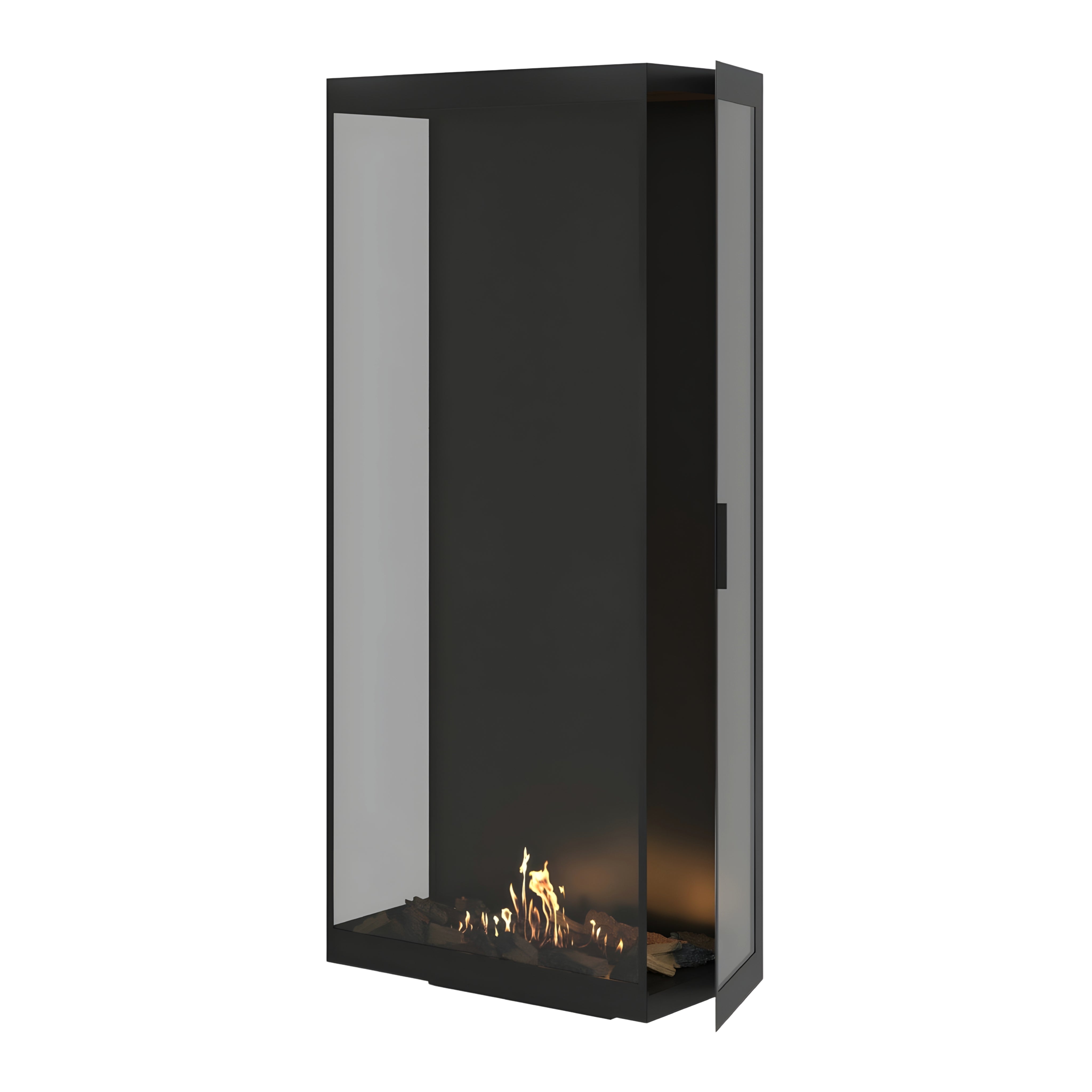 Made Vertical roomdivider met volle glaswand — vooraanzicht